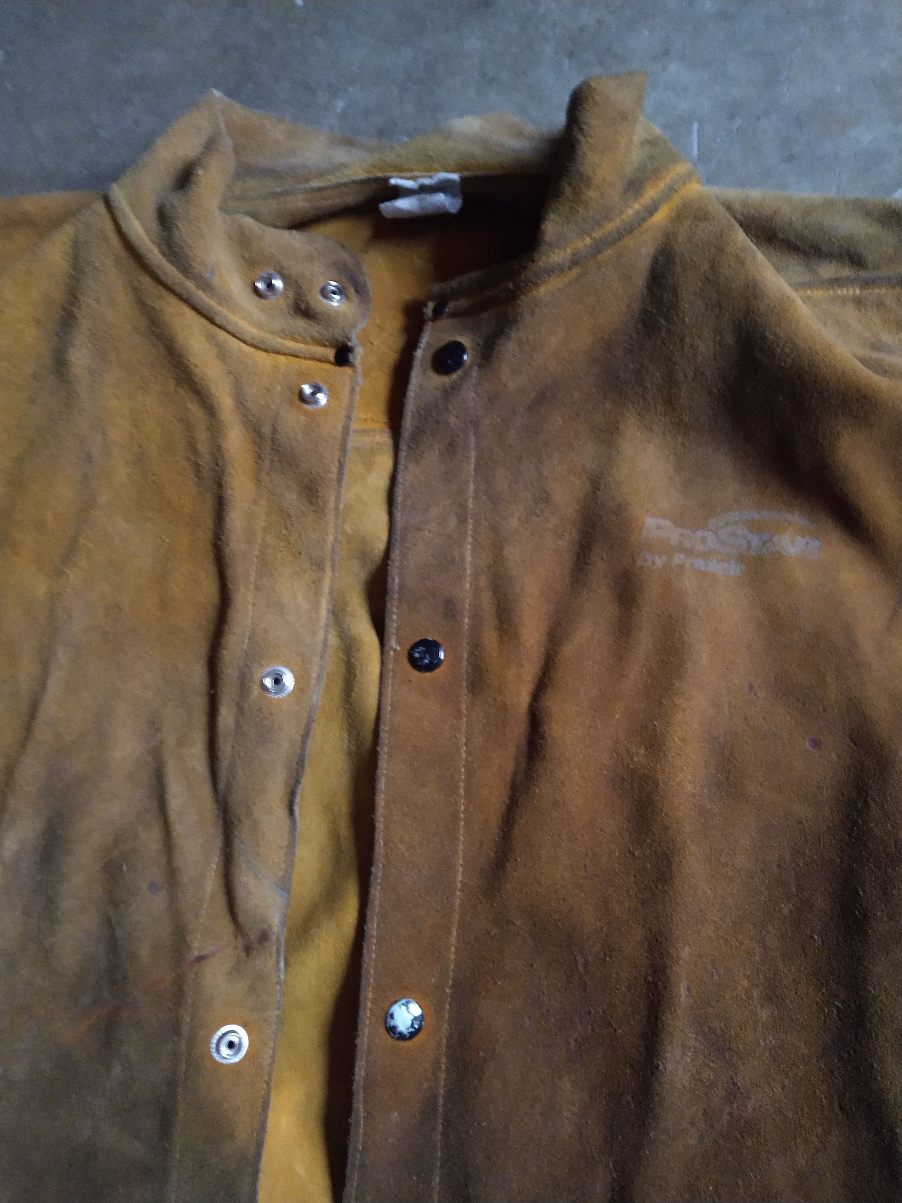 Genuine Leather Vintage Suede Jacket 3XL XXL Yellow Leather Welding Button Size US XXL / EU 58 / 5 - 2 Thumbnail