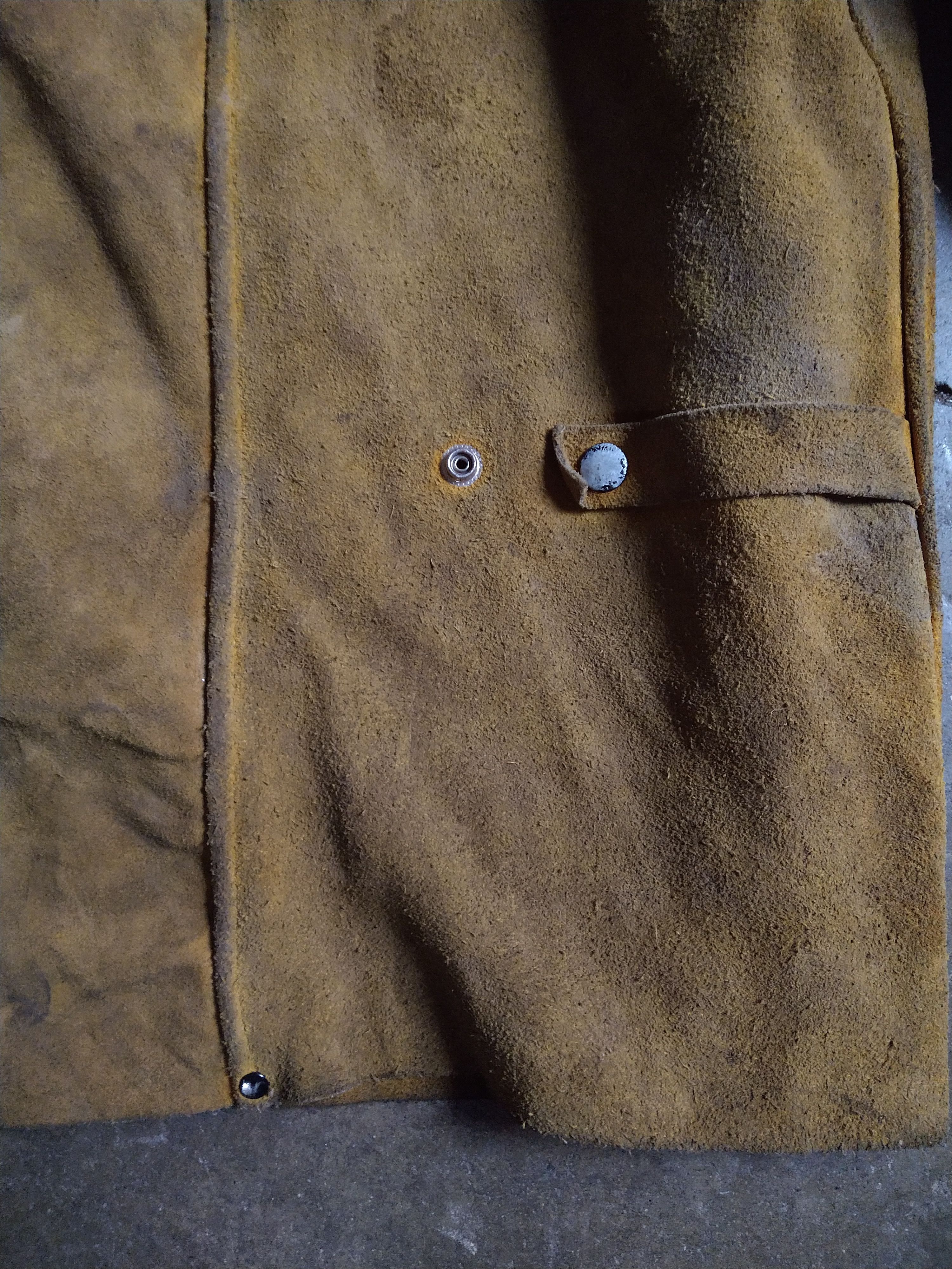 Genuine Leather Vintage Suede Jacket 3XL XXL Yellow Leather Welding Button Size US XXL / EU 58 / 5 - 19 Thumbnail