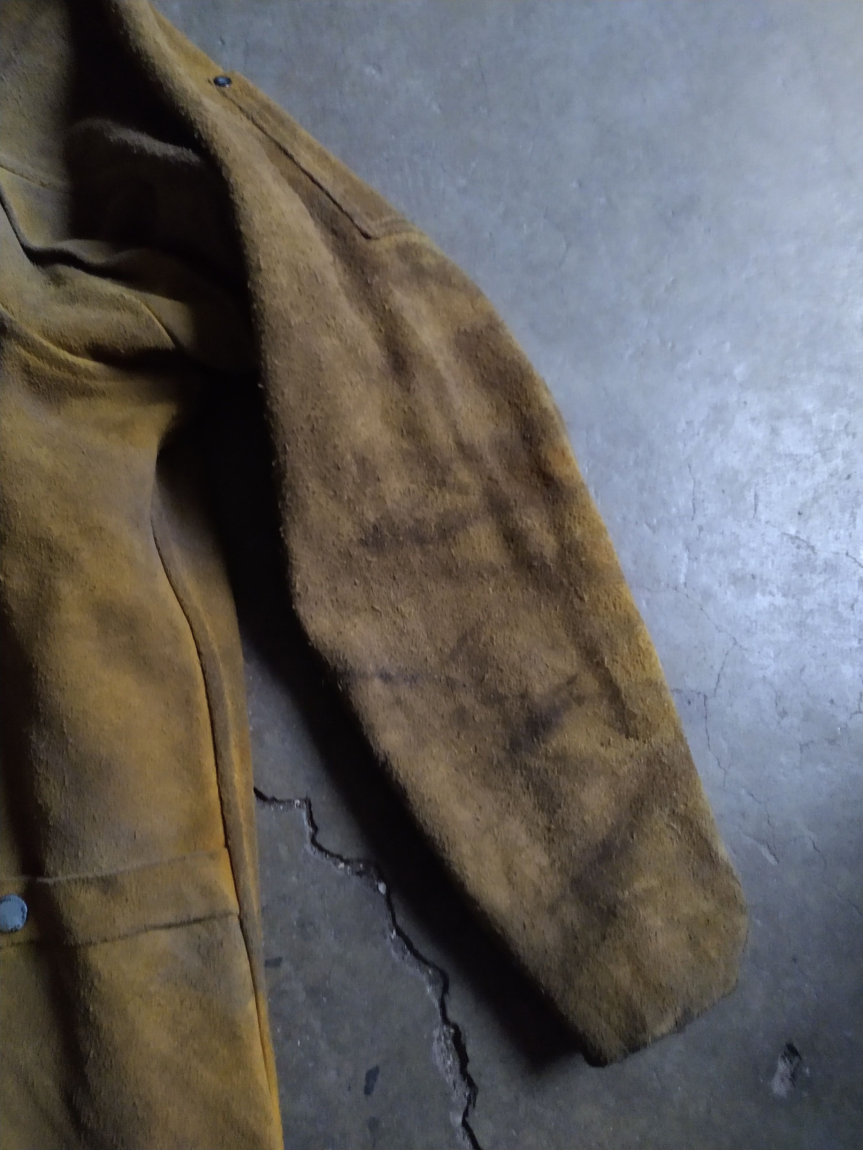 Genuine Leather Vintage Suede Jacket 3XL XXL Yellow Leather Welding Button Size US XXL / EU 58 / 5 - 11 Thumbnail