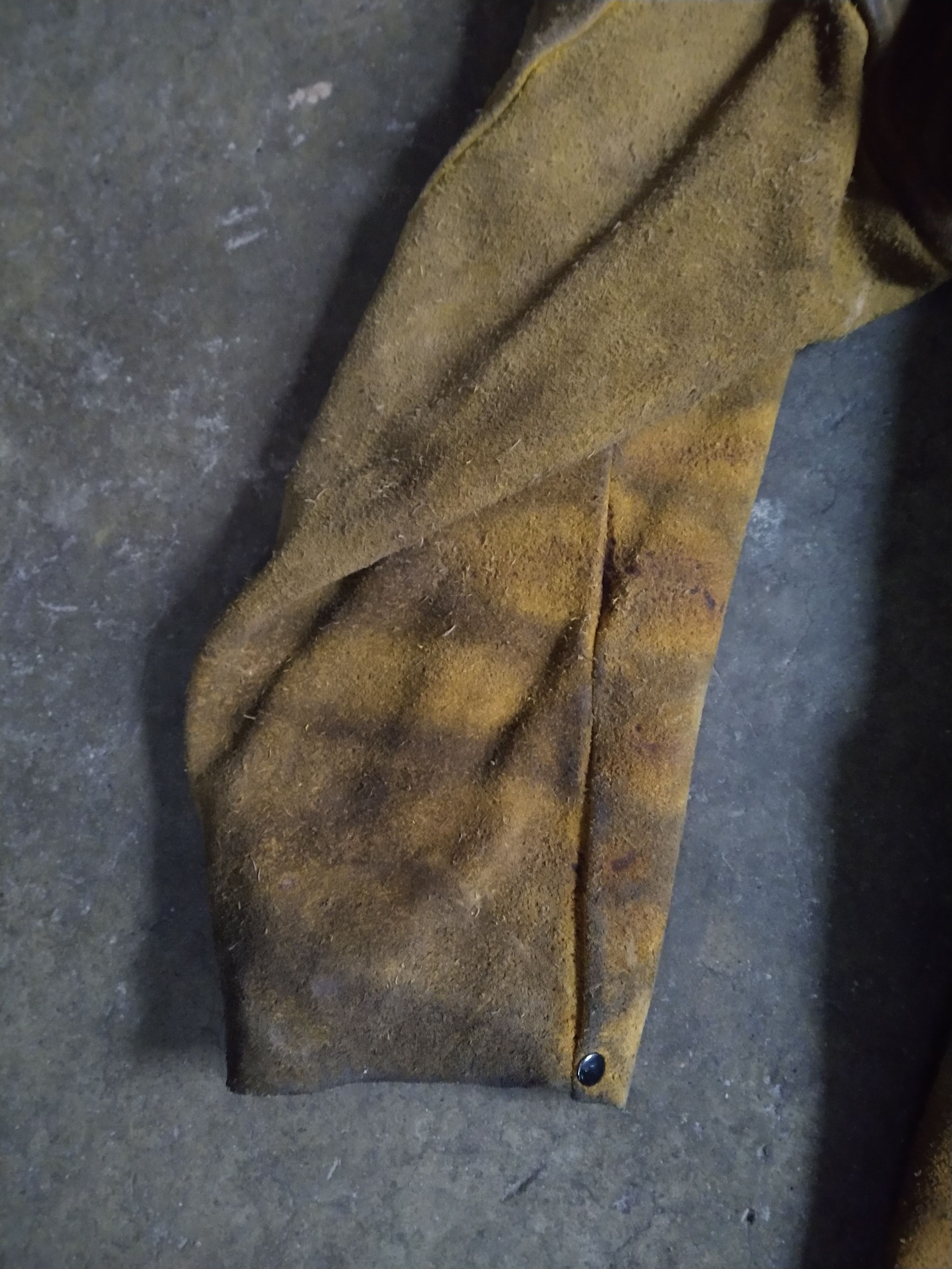 Genuine Leather Vintage Suede Jacket 3XL XXL Yellow Leather Welding Button Size US XXL / EU 58 / 5 - 16 Thumbnail