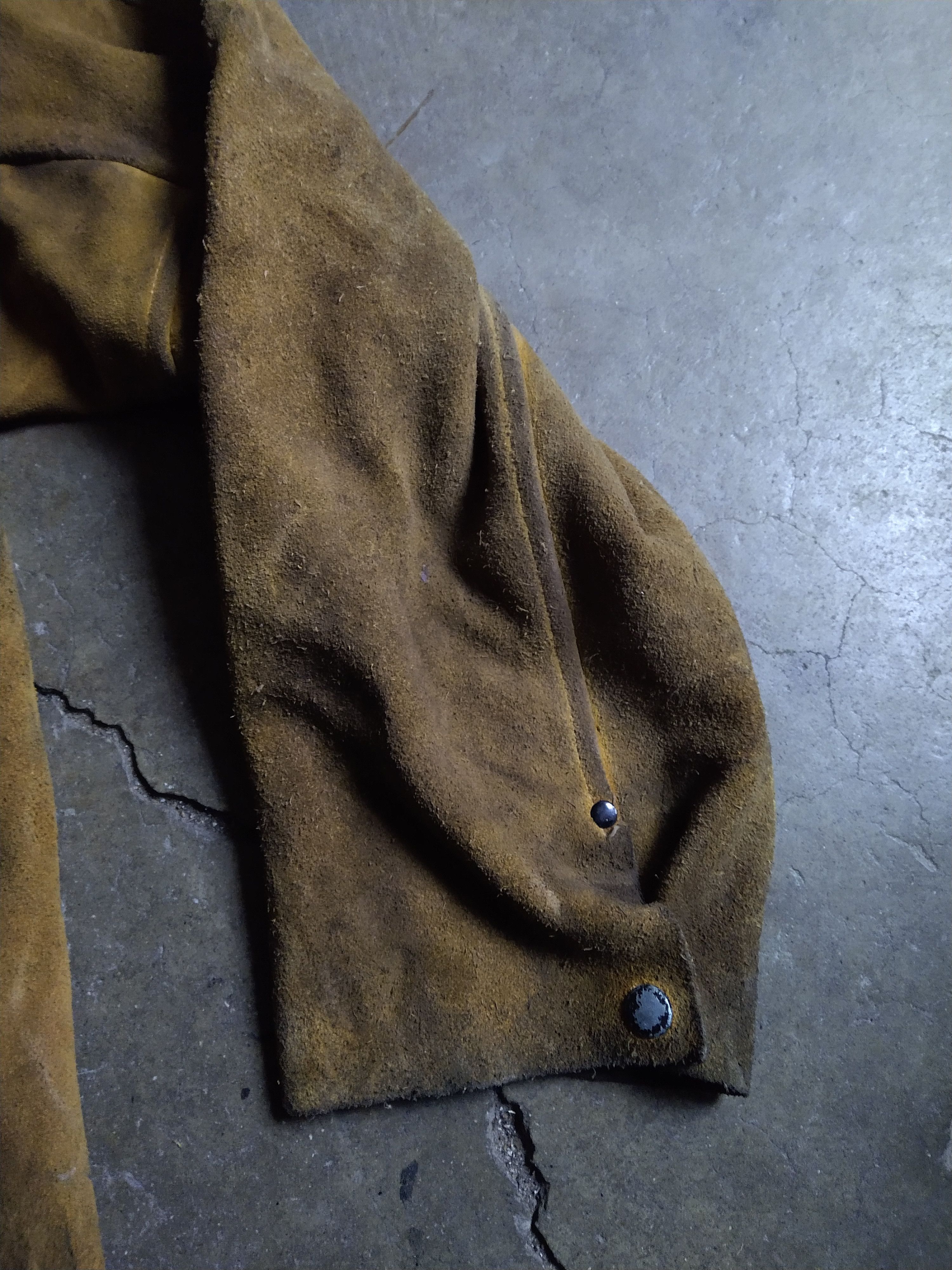 Genuine Leather Vintage Suede Jacket 3XL XXL Yellow Leather Welding Button Size US XXL / EU 58 / 5 - 15 Thumbnail