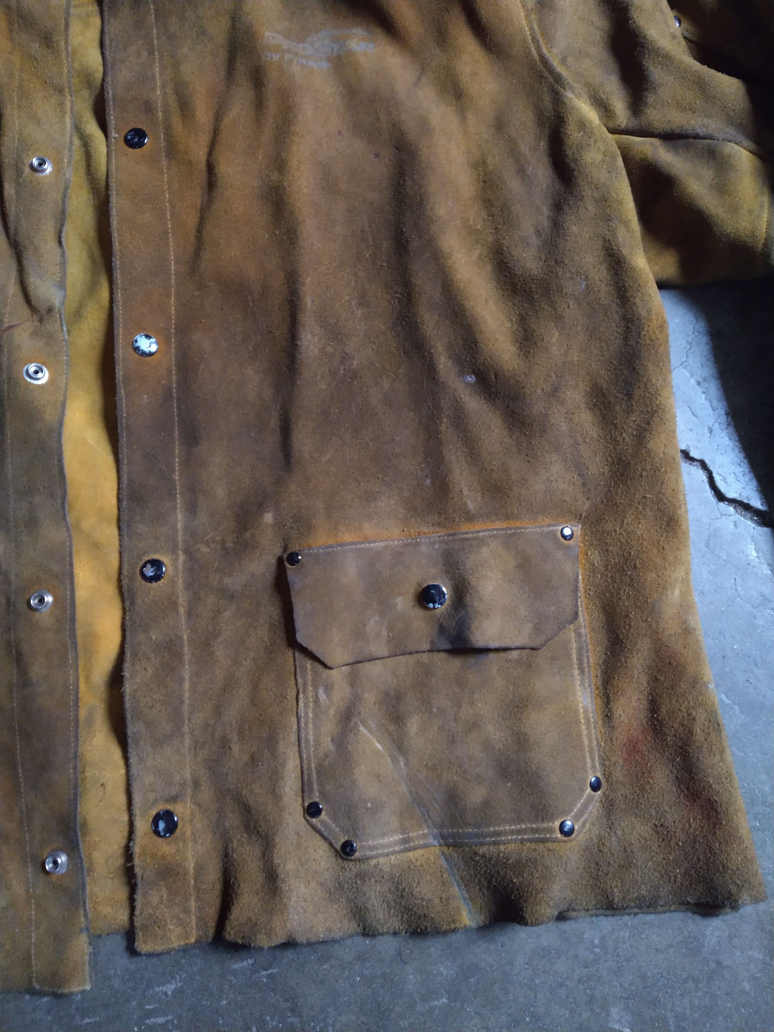 Genuine Leather Vintage Suede Jacket 3XL XXL Yellow Leather Welding Button Size US XXL / EU 58 / 5 - 7 Thumbnail