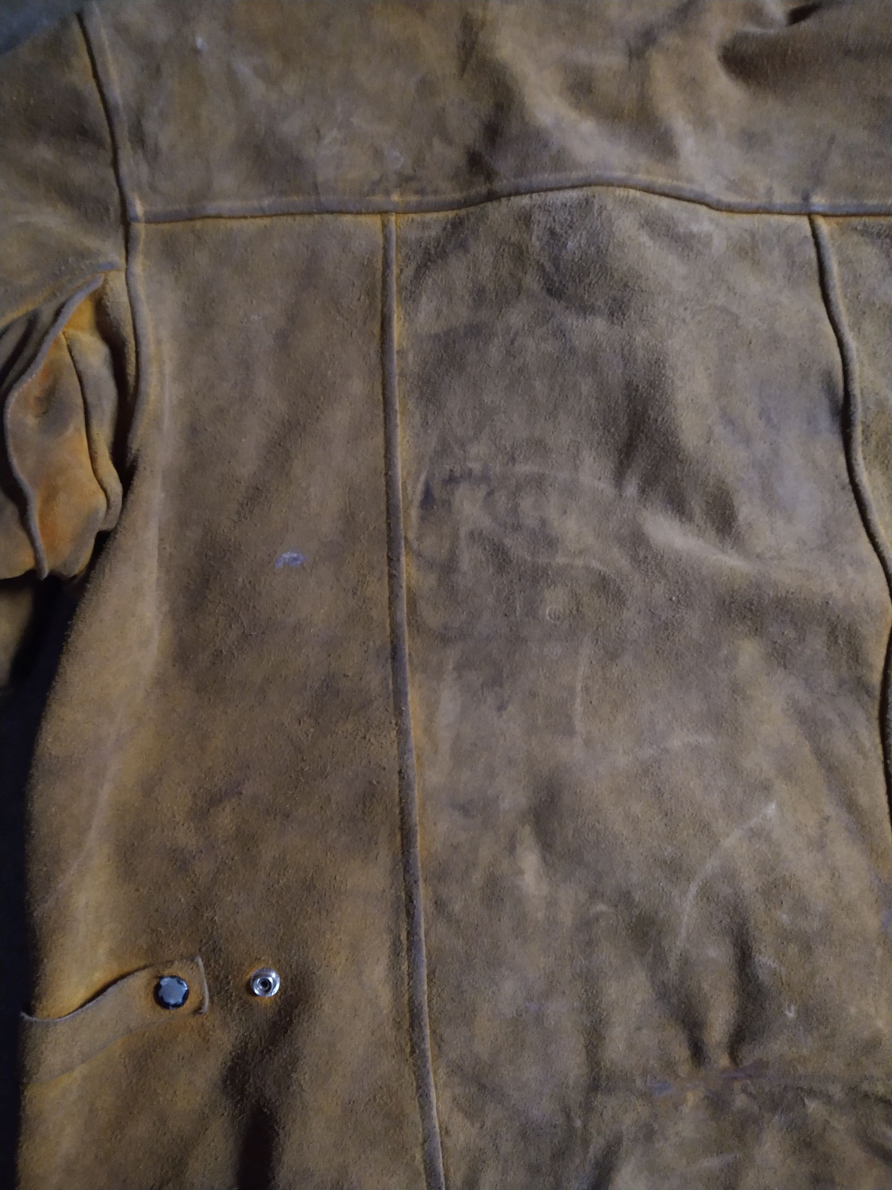 Genuine Leather Vintage Suede Jacket 3XL XXL Yellow Leather Welding Button Size US XXL / EU 58 / 5 - 13 Thumbnail