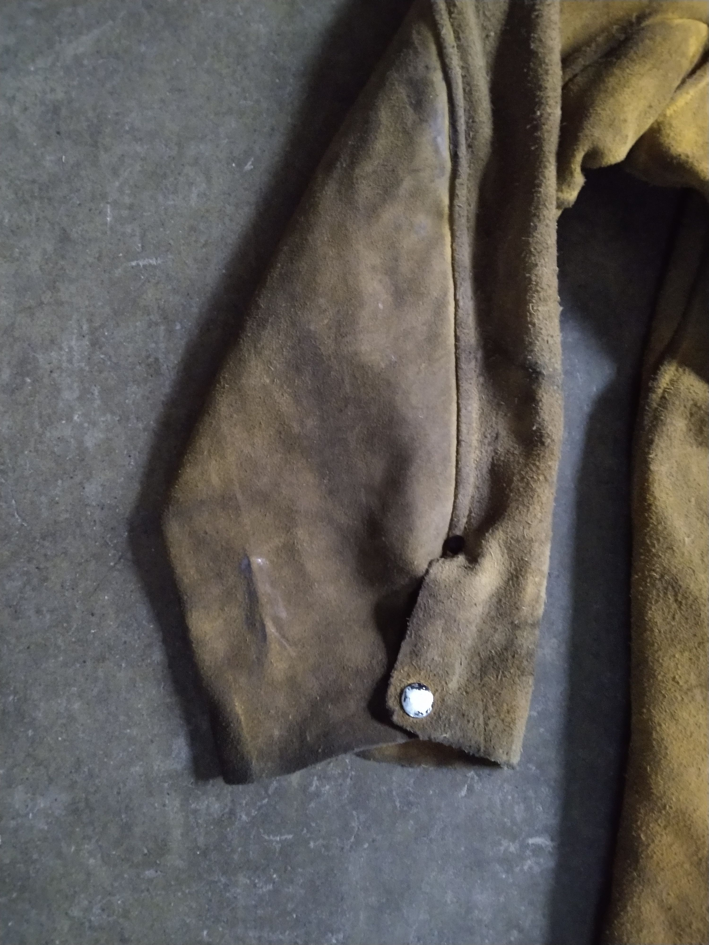 Genuine Leather Vintage Suede Jacket 3XL XXL Yellow Leather Welding Button Size US XXL / EU 58 / 5 - 14 Thumbnail