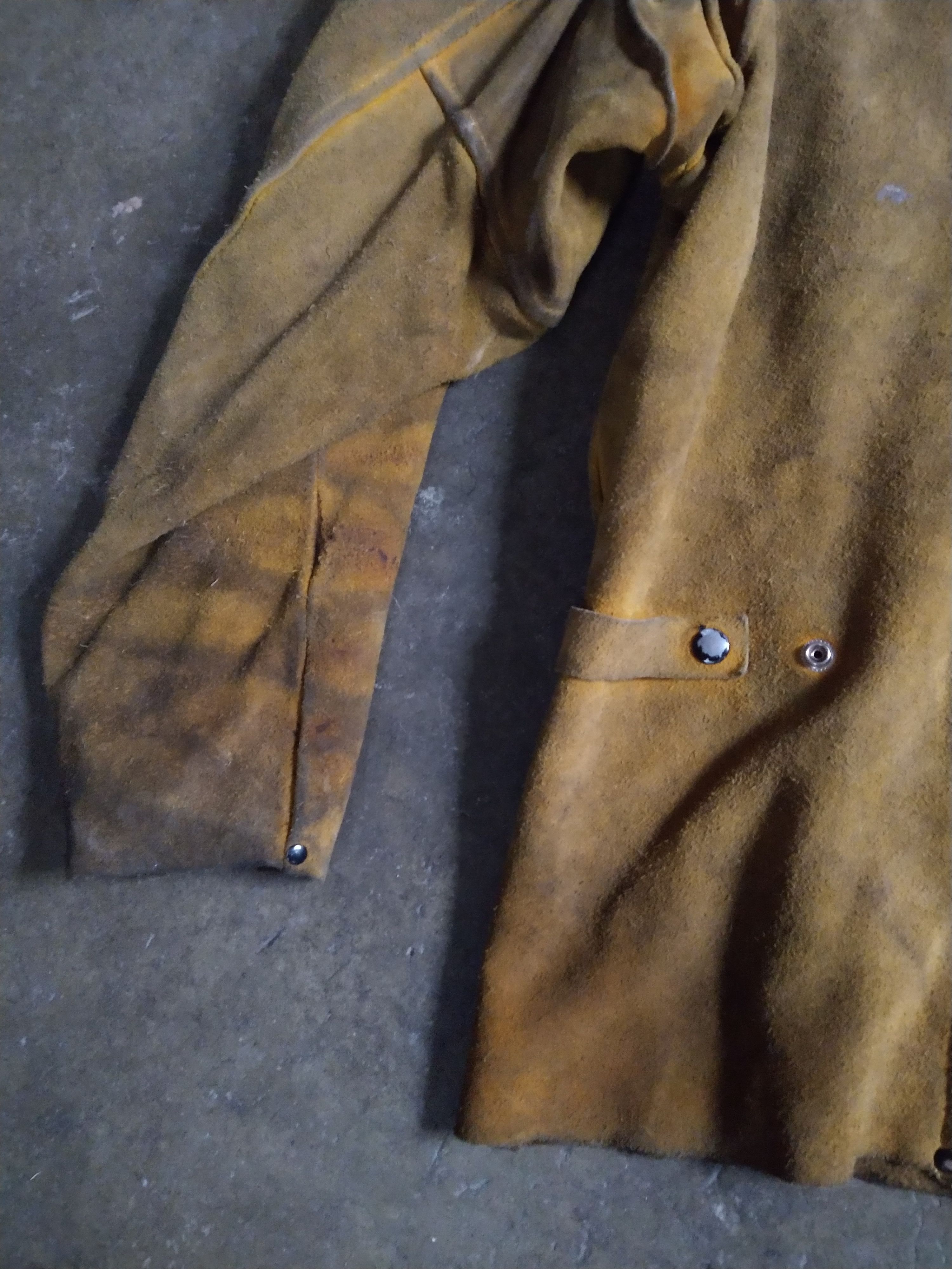 Genuine Leather Vintage Suede Jacket 3XL XXL Yellow Leather Welding Button Size US XXL / EU 58 / 5 - 18 Thumbnail