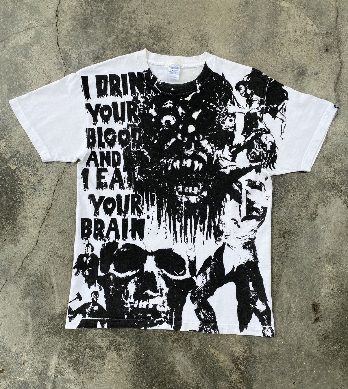 image of Vintage Y2K I Drink Your Blood Movie Tees in White, Men's (Size Medium)