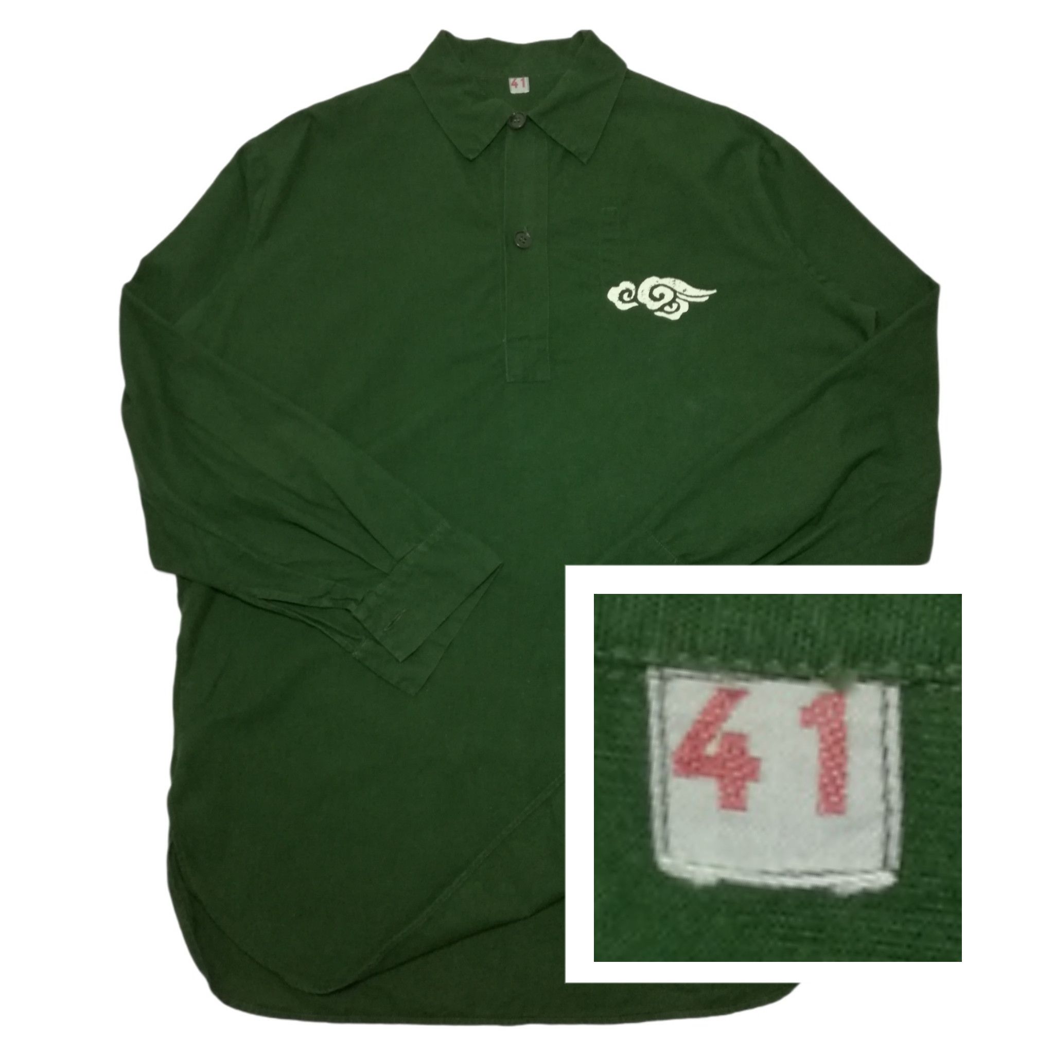 image of 1 Of 1 x Military 70's Army Swedish M59 Half Button Over Bushcraft Shirt in Army Green (Size Medium