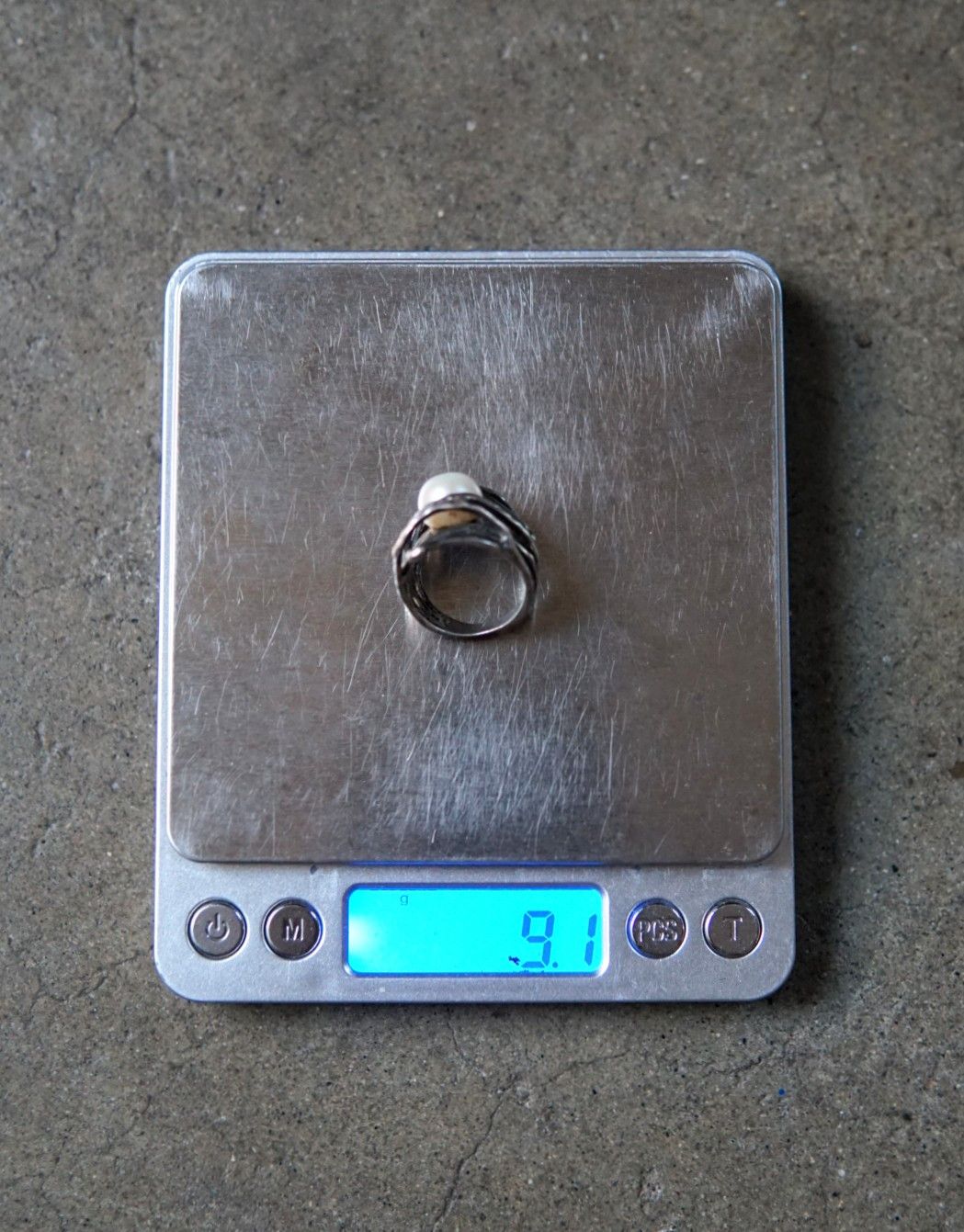 Jewelry Sterling Silver Ring Pearl Size 7.5 Modern Avant Garde 9.1g Size ONE SIZE - 12 Thumbnail
