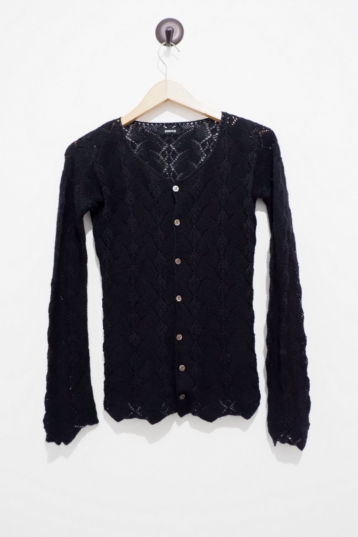image of Cabane De Zucca x Issey Miyake Vintage Zucca Brocade Button Knitted | Womens in Black