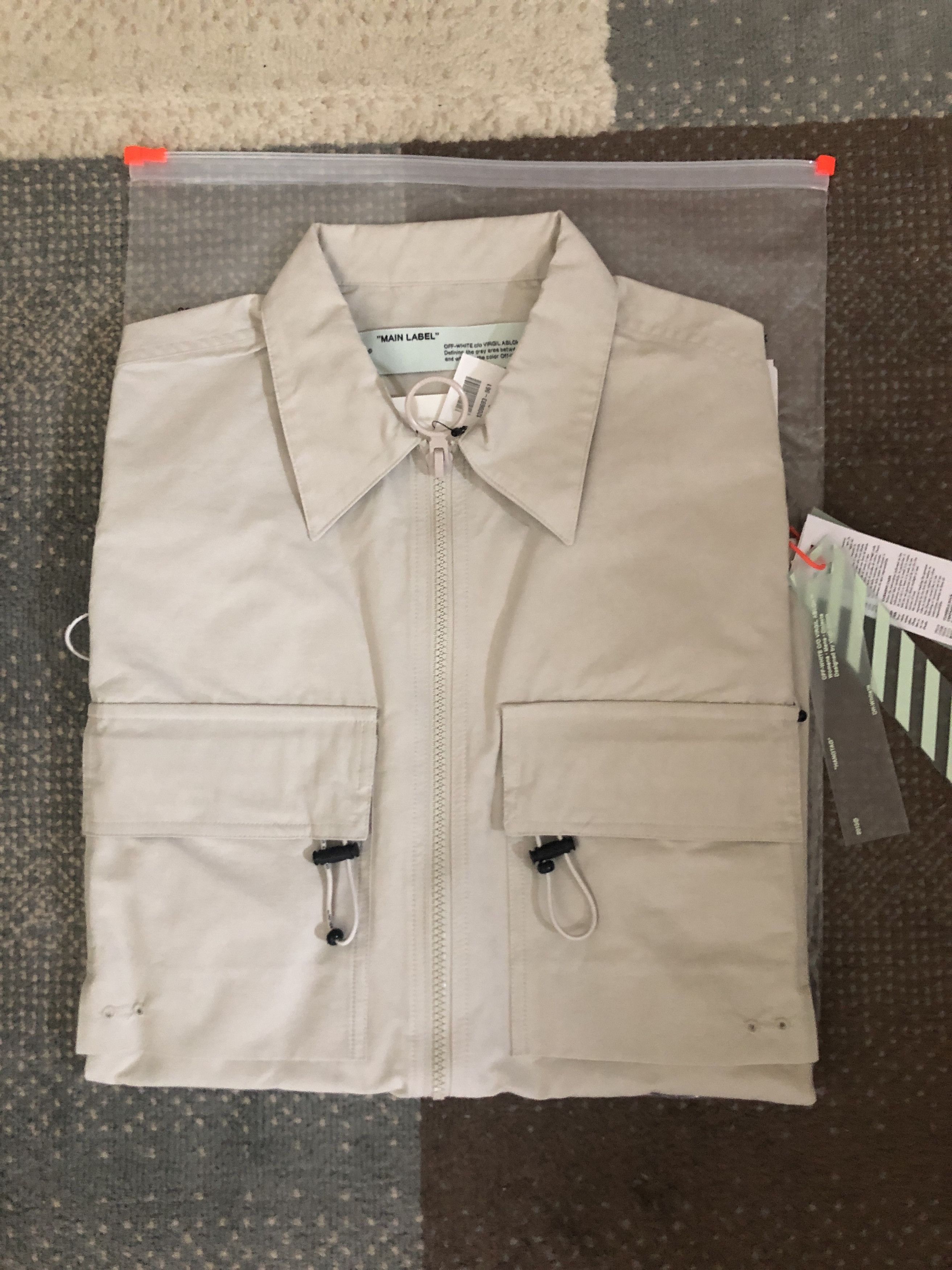 Off-White $900 Off-White Logo-Print Cotton Blend zip up Shirt Gray Size US S / EU 44-46 / 1 - 2 Thumbnail