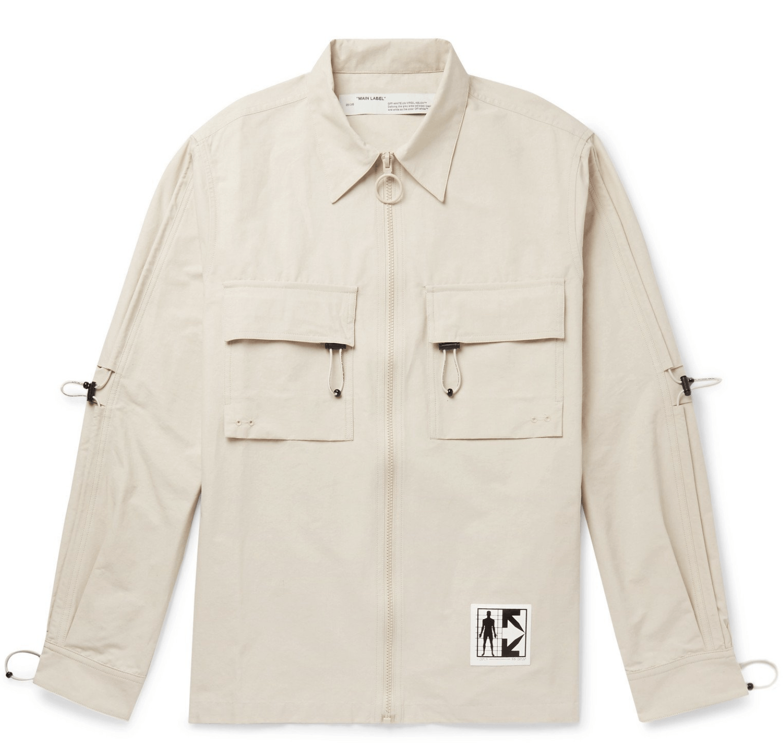 $900 Off-White Logo-Print Cotton Blend zip up Shirt Gray
