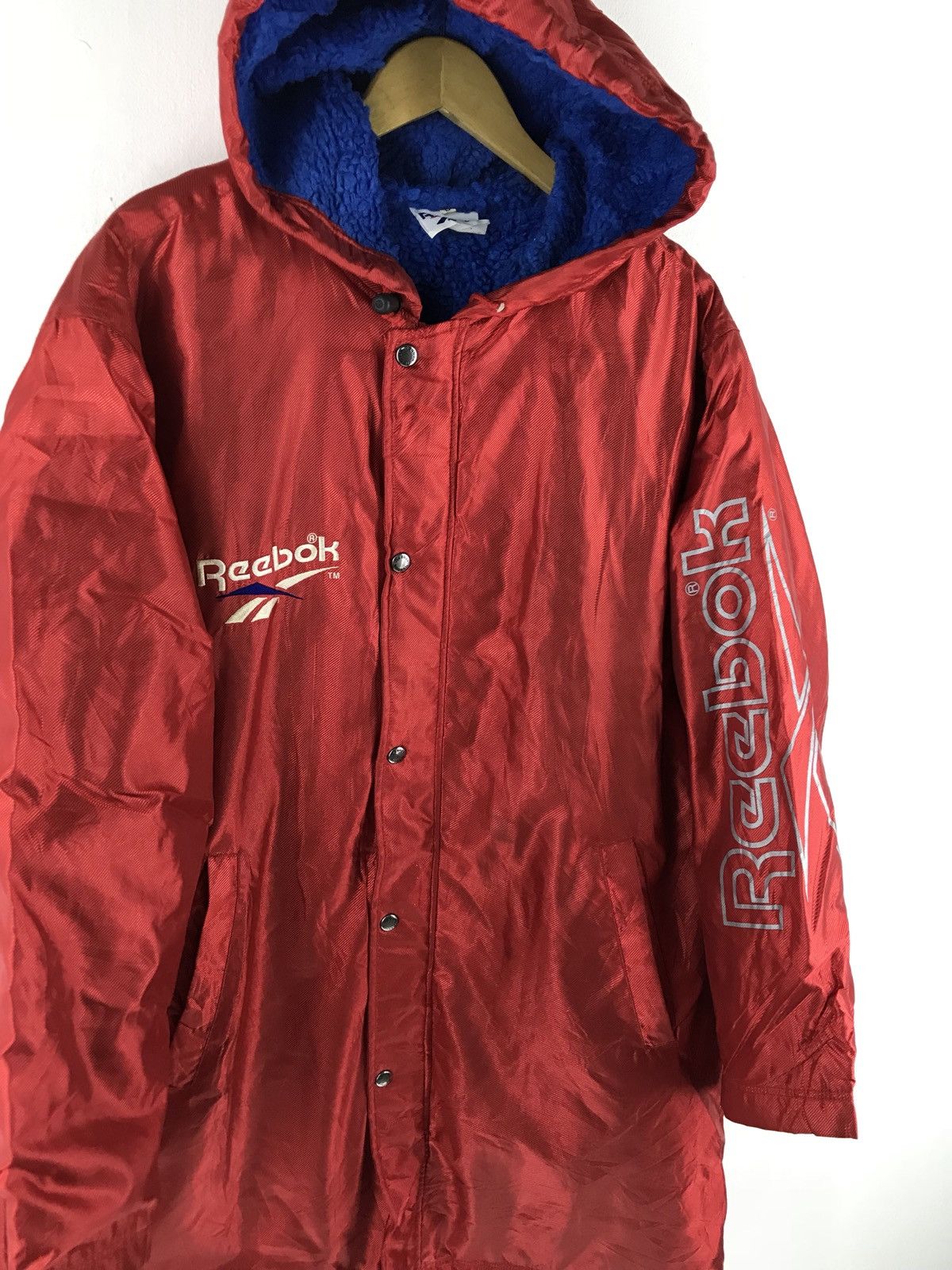 Reebok 🔥Rare Vintage 90s Reebok Red Big Logo Long Jacket Size US L / EU 52-54 / 3 - 4 Thumbnail
