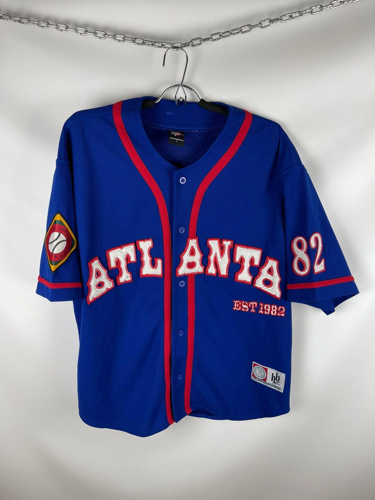 Pre-owned Jersey X Triple A Baseball Vintage Hoodboyz Atlanta Baseball Jersey Maillot Big Logo In Blue