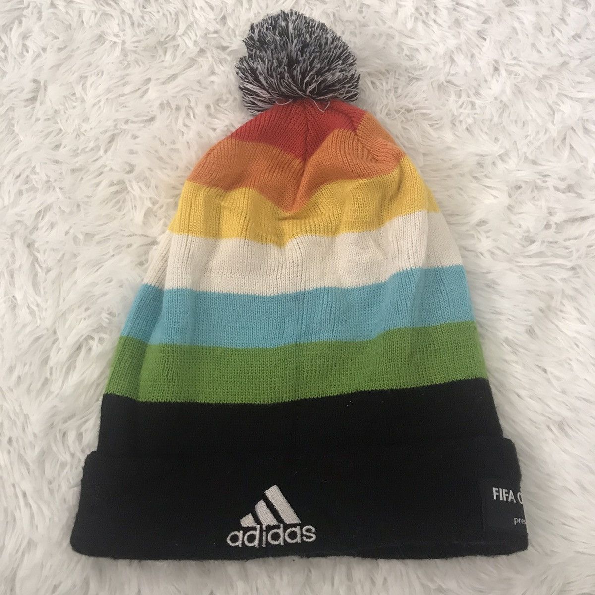 Adidas Rare🔥 Adidas 3 stripes big logo embroodery beanie hat Size ONE SIZE - 3 Thumbnail