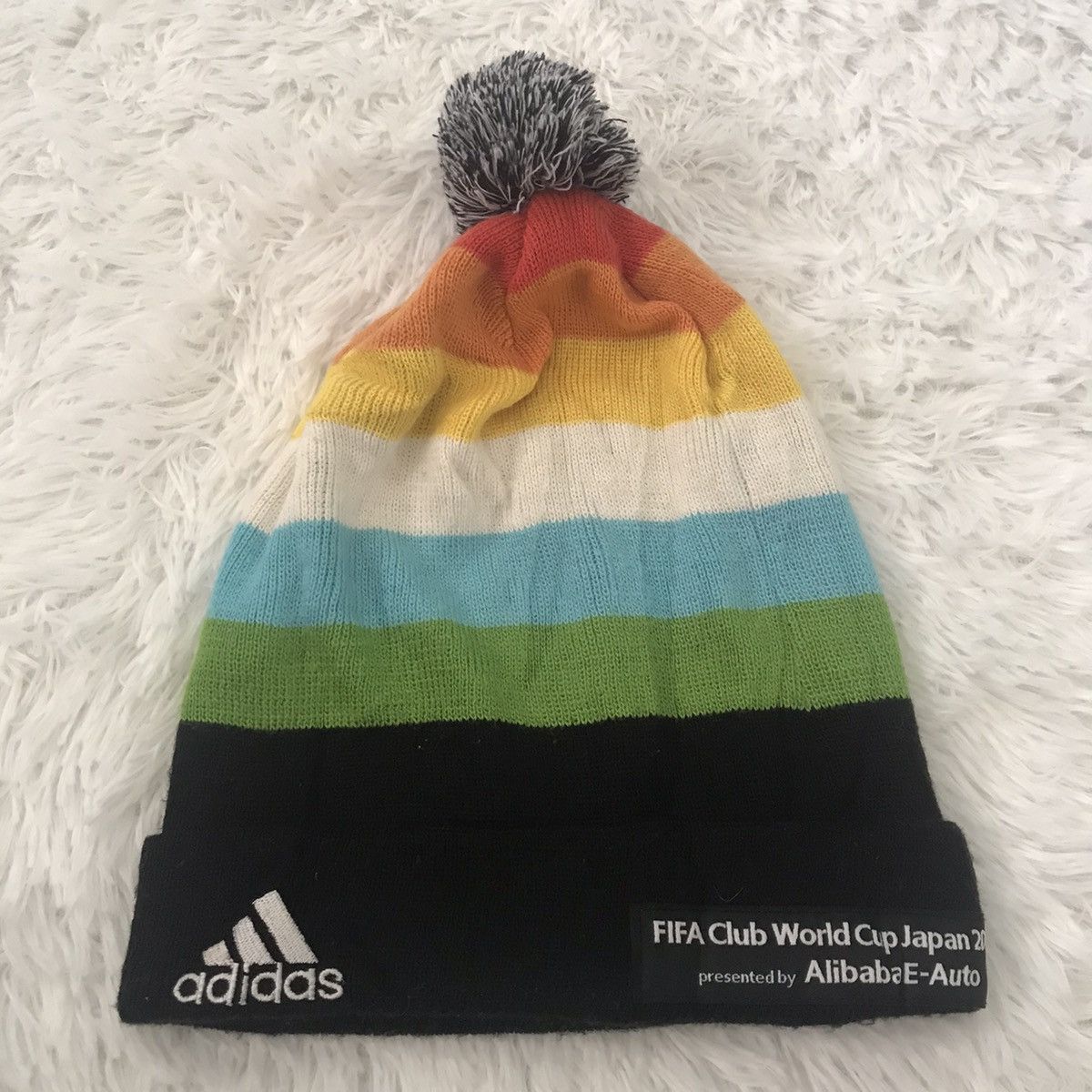 Adidas Rare🔥 Adidas 3 stripes big logo embroodery beanie hat Size ONE SIZE - 1 Thumbnail