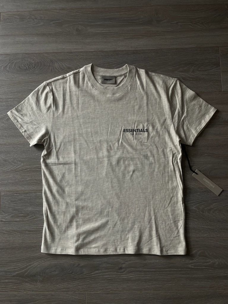 image of Fear Of God Essentials Light Oatmeal T-Shirt, Men's (Size Medium)