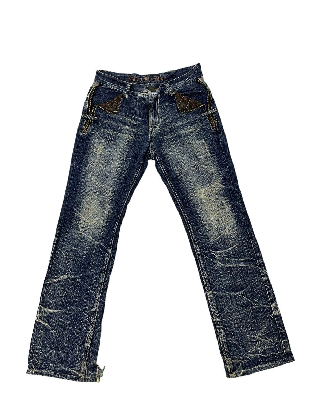 Japanese Brand Double Waist Jeans Blow by Blue Acid Wash Regular 4🟦1 Size US 30 / EU 46 - 10 Thumbnail
