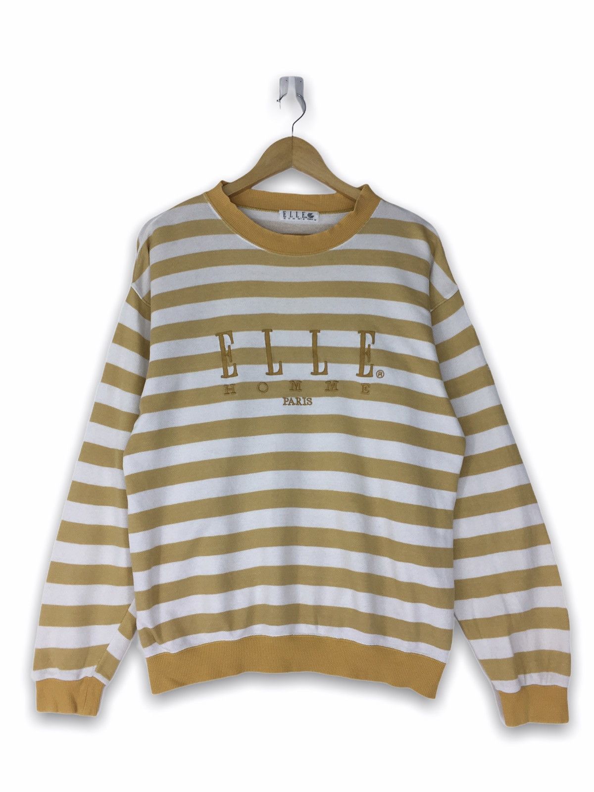Vintage design Elle stripe embroidery sweatshirt jumper