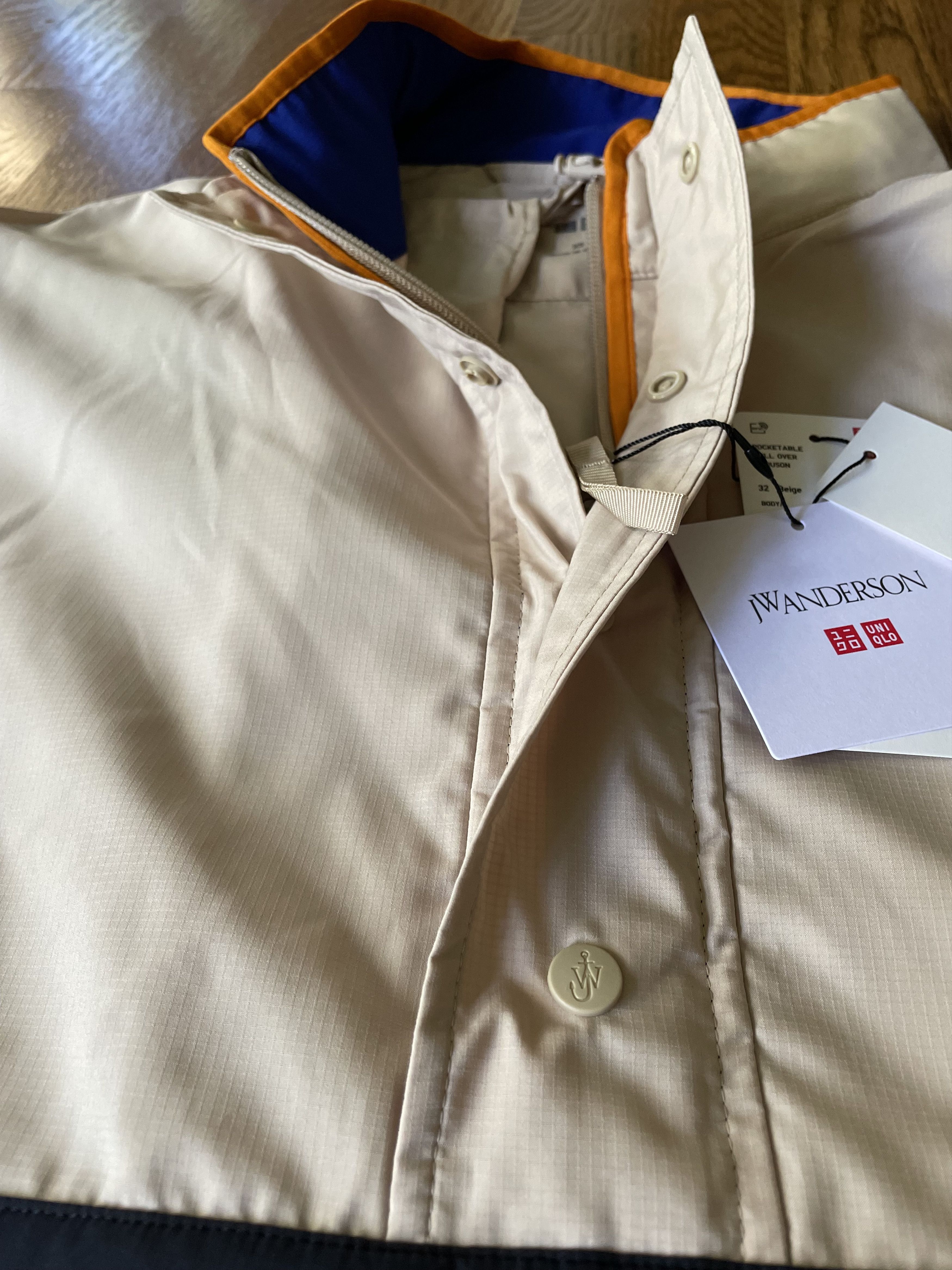 JW Anderson × Uniqlo Extra Small Beige Blue Pocketable Pullover Blouson Rain Size US XS / EU 42 / 0 - 6 Thumbnail
