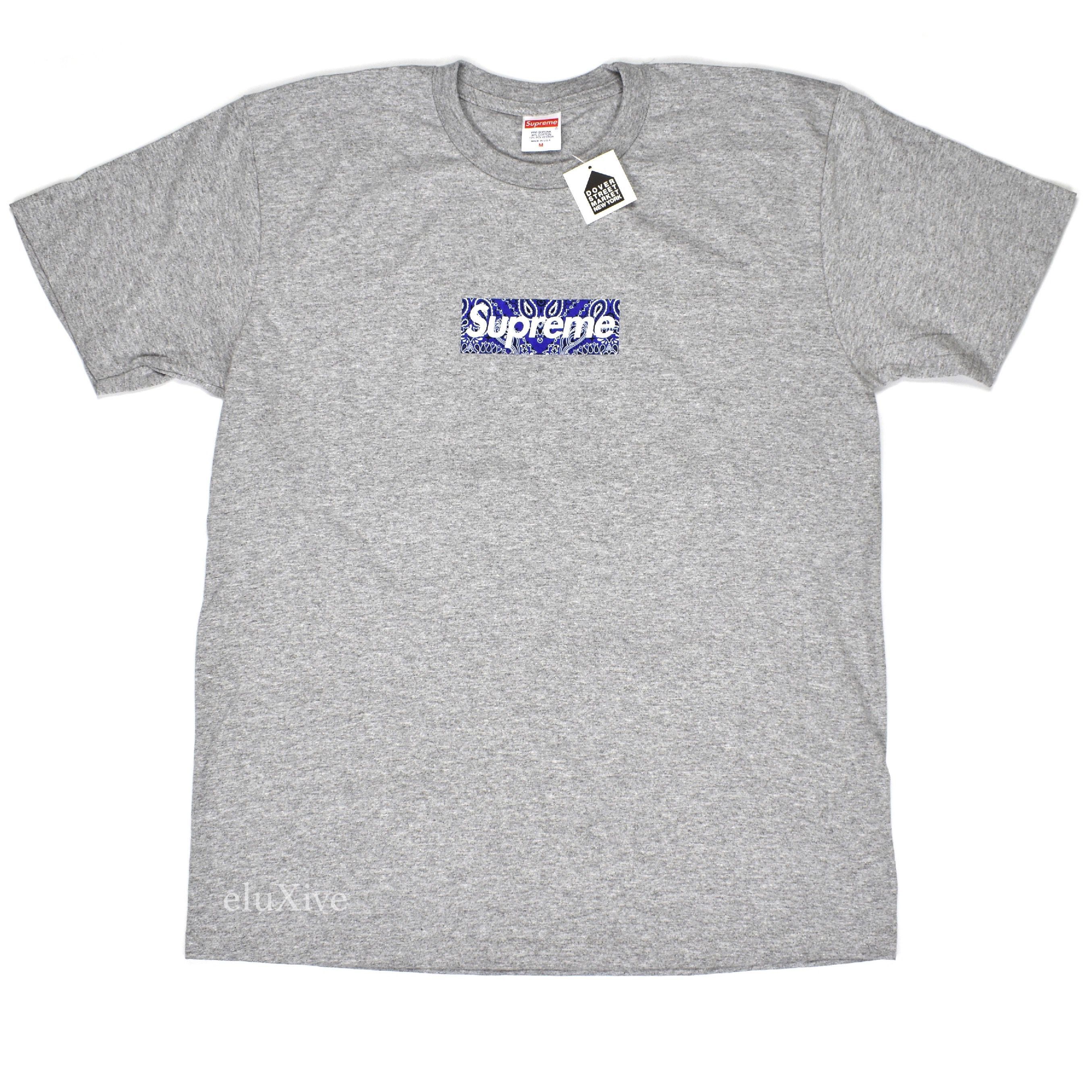 image of Supreme Bandana Box Logo T-Shirt Gray Fw19 Ds in Grey, Men's (Size Medium)