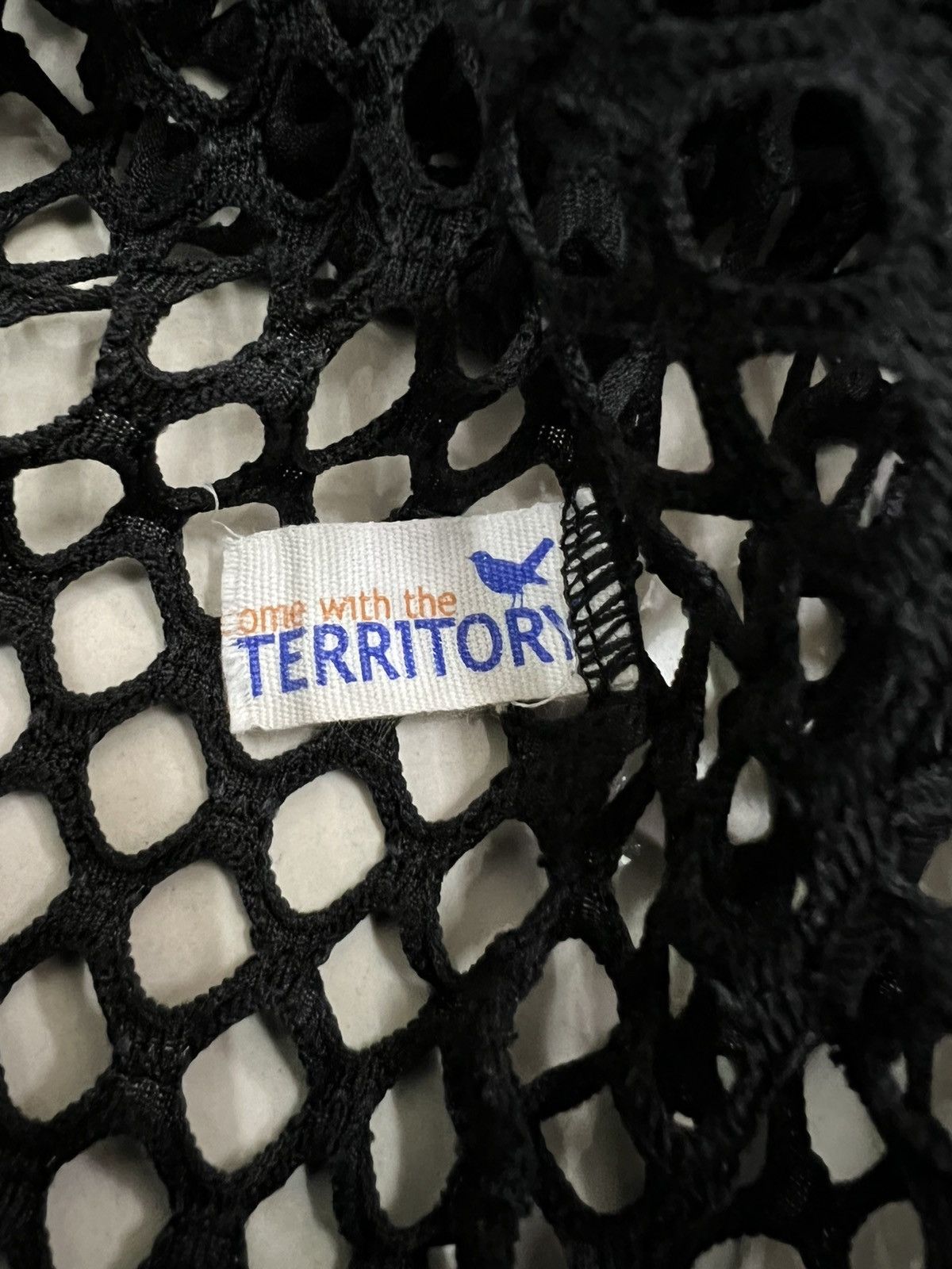 Designer SLEEVELESS BLACK FISHNET SEMI SHEER STRECHABLE BY TERRITORY Size US M / EU 48-50 / 2 - 11 Thumbnail