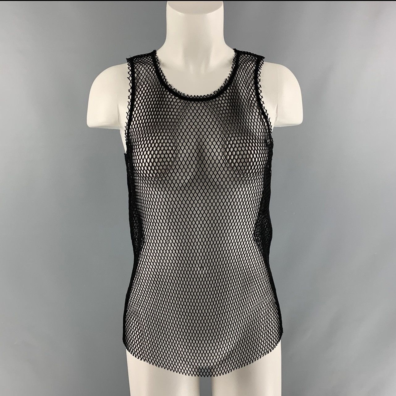 Designer SLEEVELESS BLACK FISHNET SEMI SHEER STRECHABLE BY TERRITORY Size US M / EU 48-50 / 2 - 1 Thumbnail
