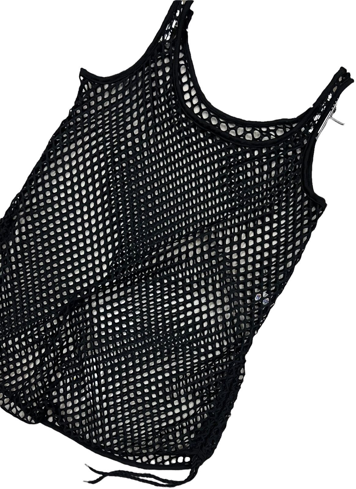 Designer SLEEVELESS BLACK FISHNET SEMI SHEER STRECHABLE BY TERRITORY Size US M / EU 48-50 / 2 - 7 Thumbnail
