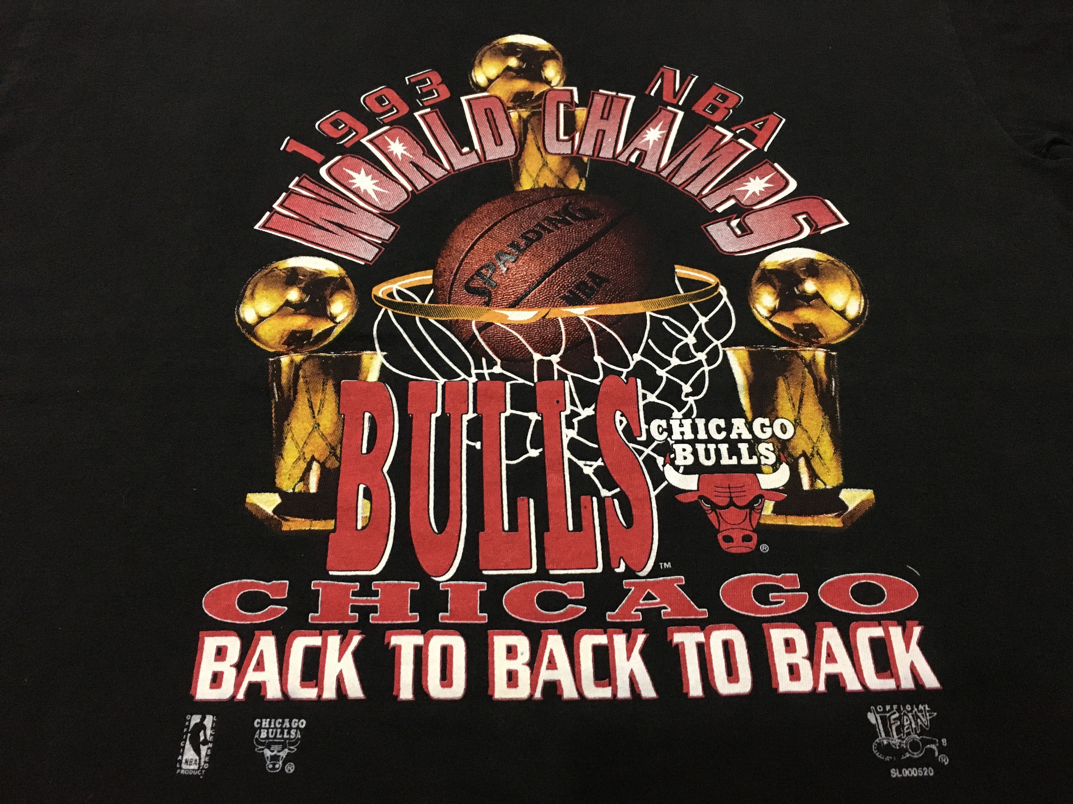NBA × Rap Tees × Vintage Vintage Chicago Bulls Shirt 1993 World Champs Back to Back Size US XL / EU 56 / 4 - 9 Thumbnail