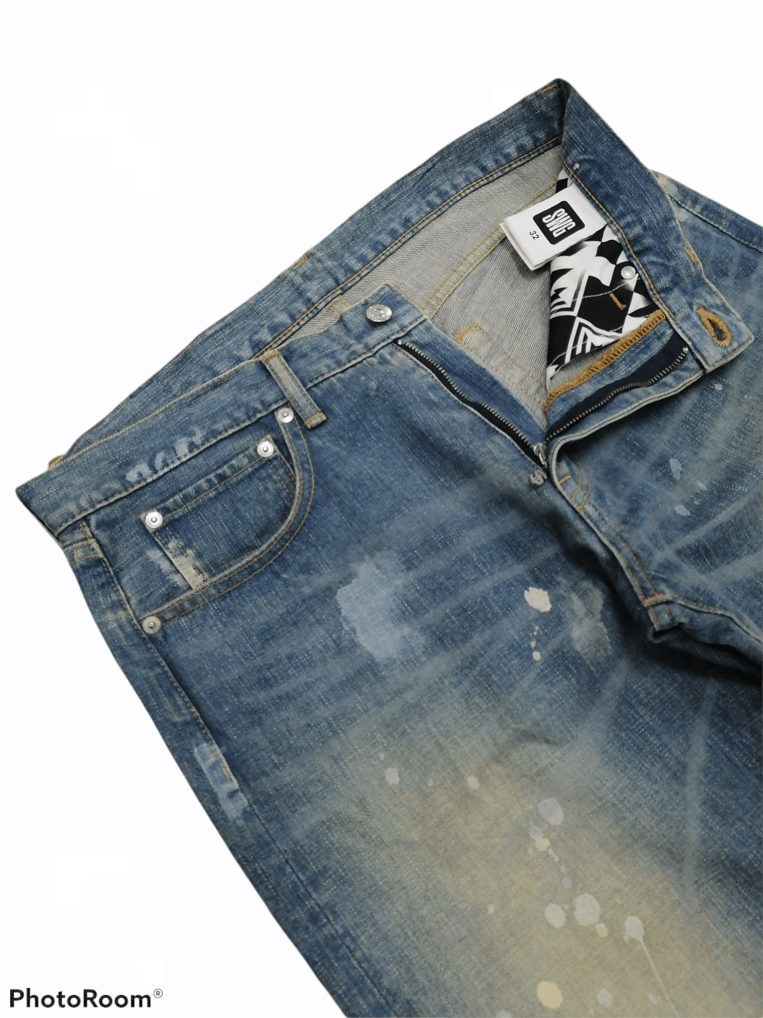 Swagger Made In Japan Swagger Splattered Distressed Denim Pants Size US 35 - 3 Thumbnail