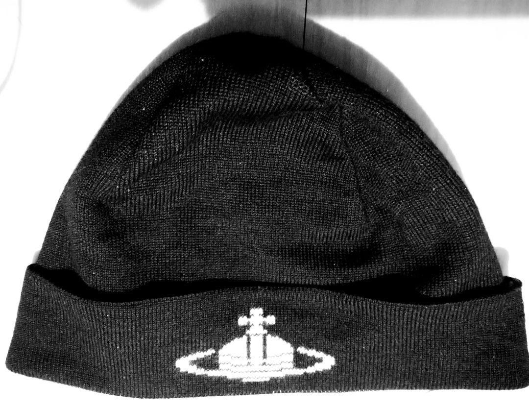image of Vivienne Westwood Orb Knit Beanie in Black, Men's