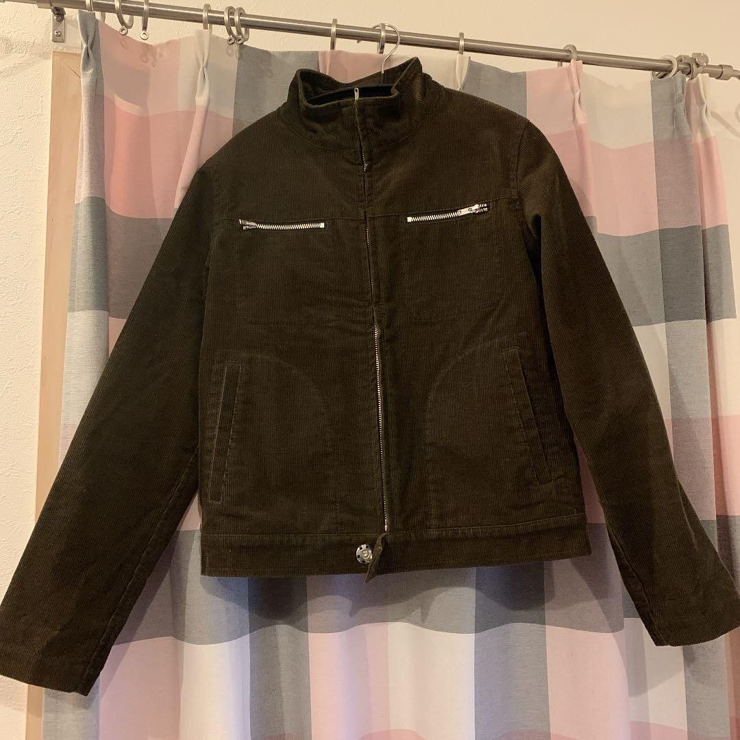 image of Comme Des Garcons High Neck Cropped Zip Corduroy Jacket in Brown, Men's (Size Small)
