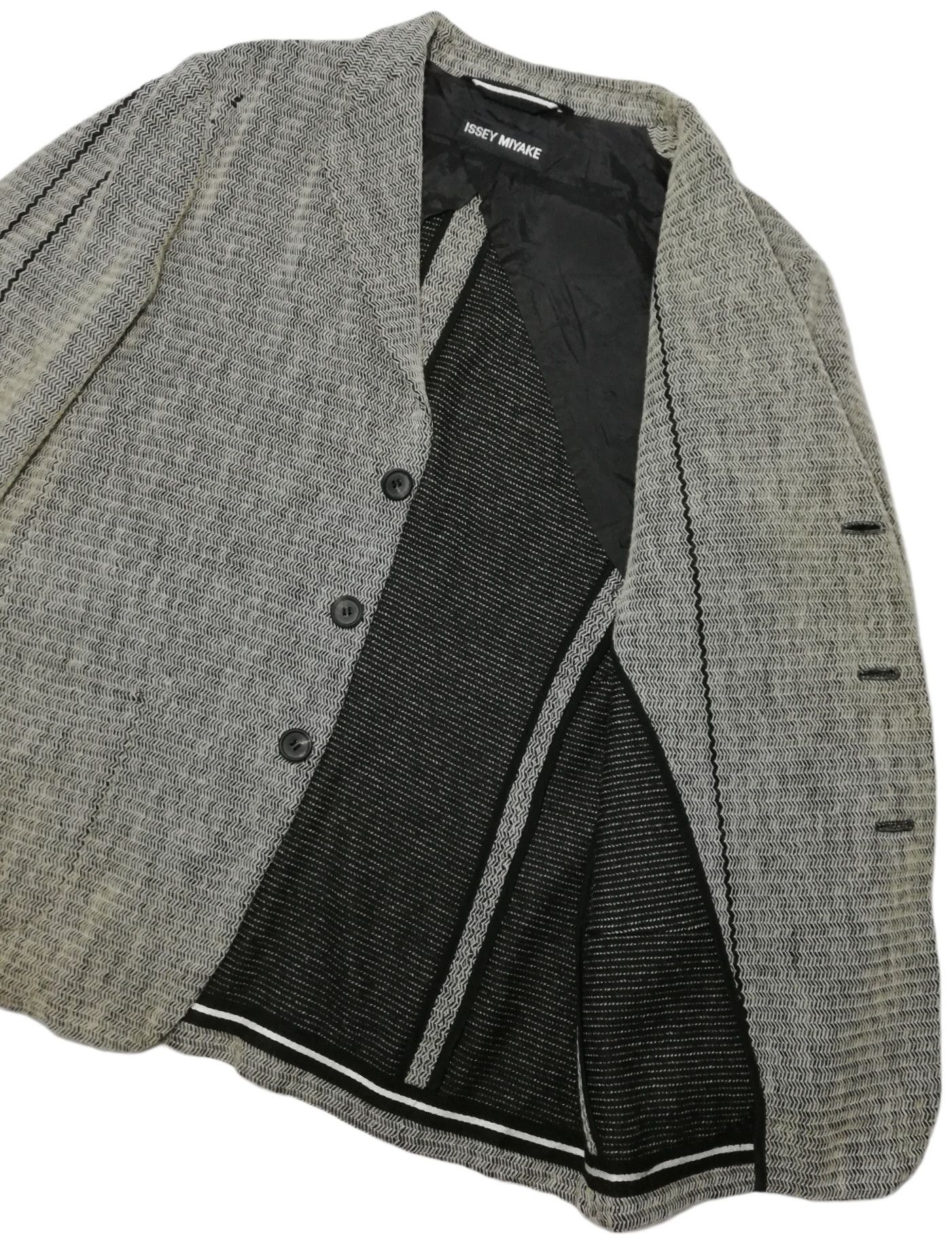 Issey Miyake 🔥DOPE Issey Miyake Wool Tweed Knit Distressed Blazers Coat Size US M / EU 48-50 / 2 - 9 Thumbnail