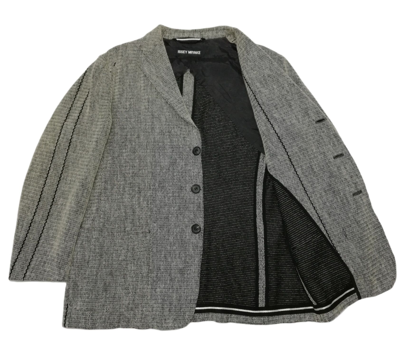 Issey Miyake 🔥DOPE Issey Miyake Wool Tweed Knit Distressed Blazers Coat Size US M / EU 48-50 / 2 - 7 Thumbnail