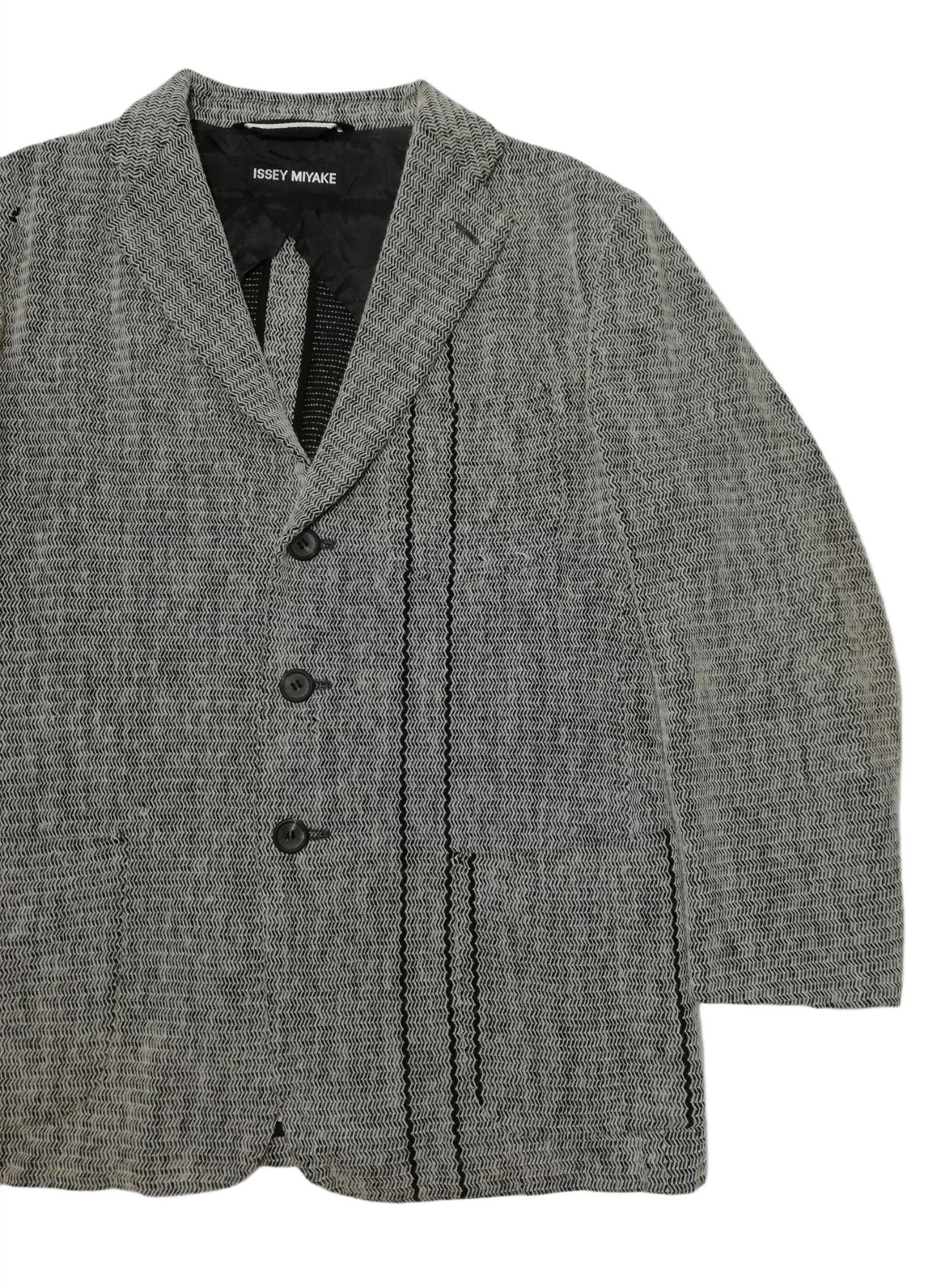 Issey Miyake 🔥DOPE Issey Miyake Wool Tweed Knit Distressed Blazers Coat Size US M / EU 48-50 / 2 - 4 Thumbnail