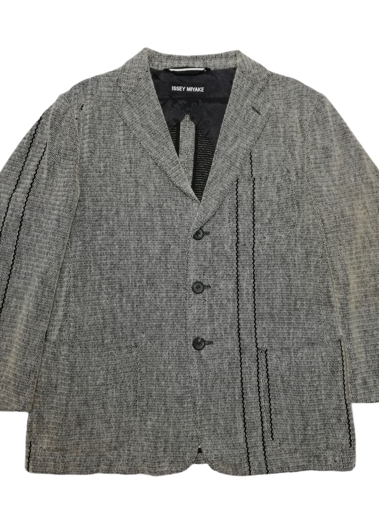 Issey Miyake 🔥DOPE Issey Miyake Wool Tweed Knit Distressed Blazers Coat Size US M / EU 48-50 / 2 - 5 Thumbnail