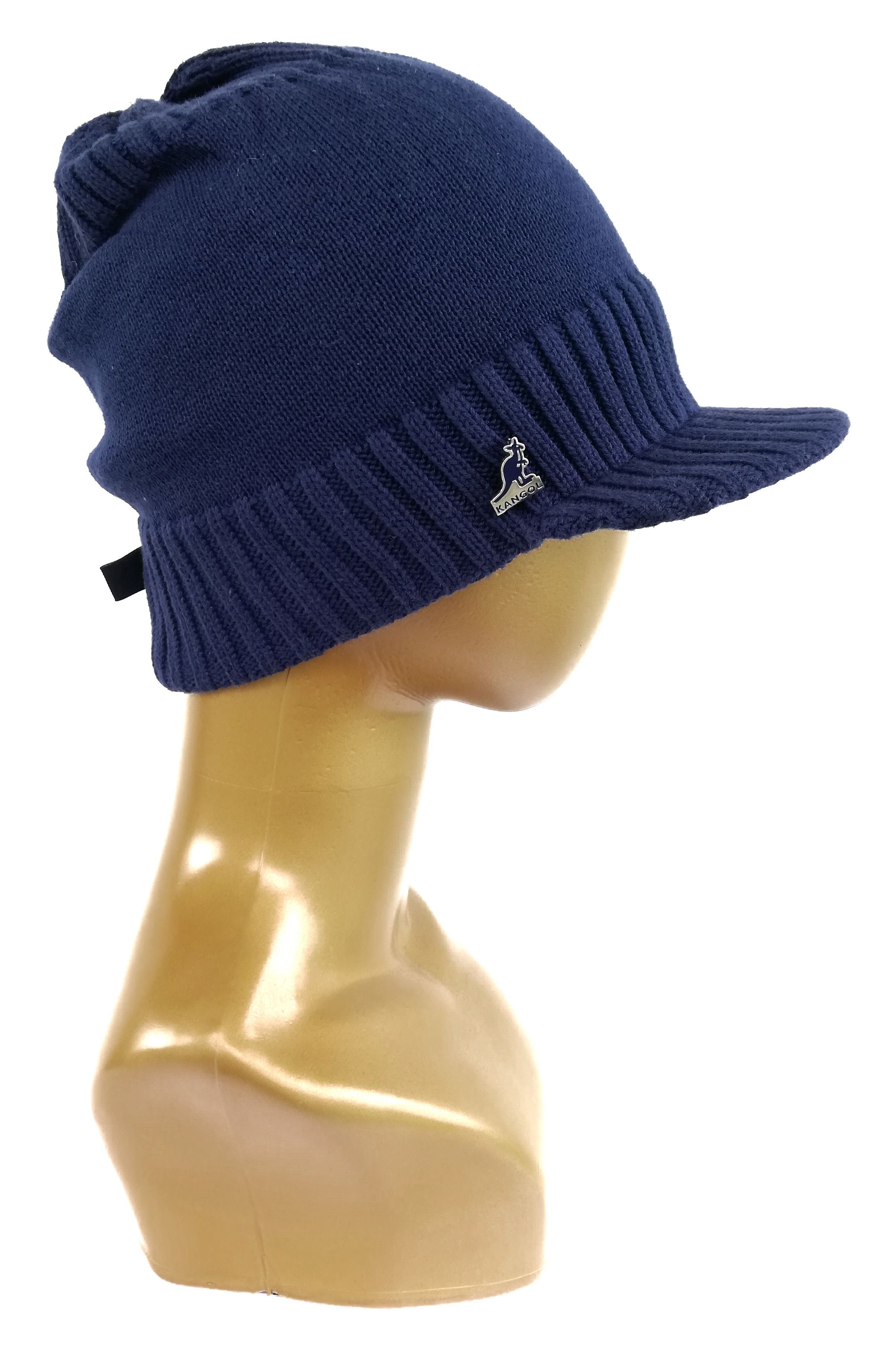 Kangol 🔥Kangol Blue Ribbed Peaked Beanie Hat Cap Cotton🔥 Size ONE SIZE - 2 Thumbnail
