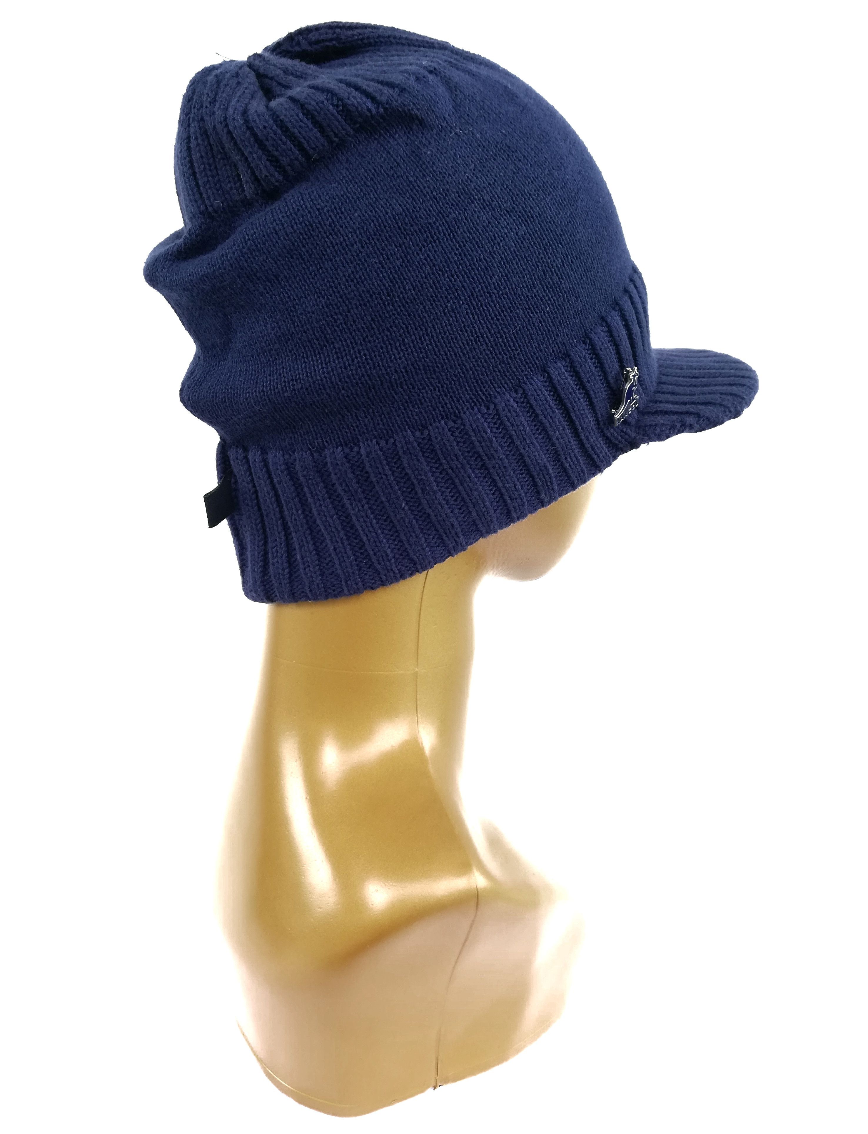 Kangol 🔥Kangol Blue Ribbed Peaked Beanie Hat Cap Cotton🔥 Size ONE SIZE - 3 Thumbnail