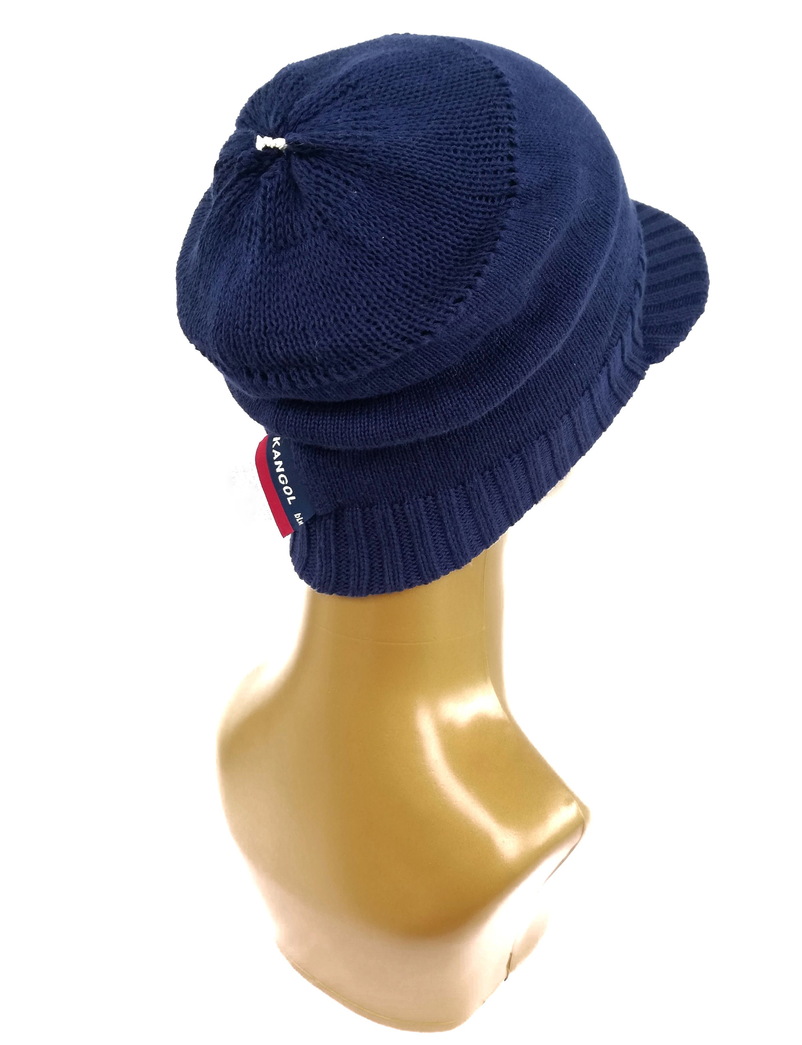 Kangol 🔥Kangol Blue Ribbed Peaked Beanie Hat Cap Cotton🔥 Size ONE SIZE - 16 Thumbnail