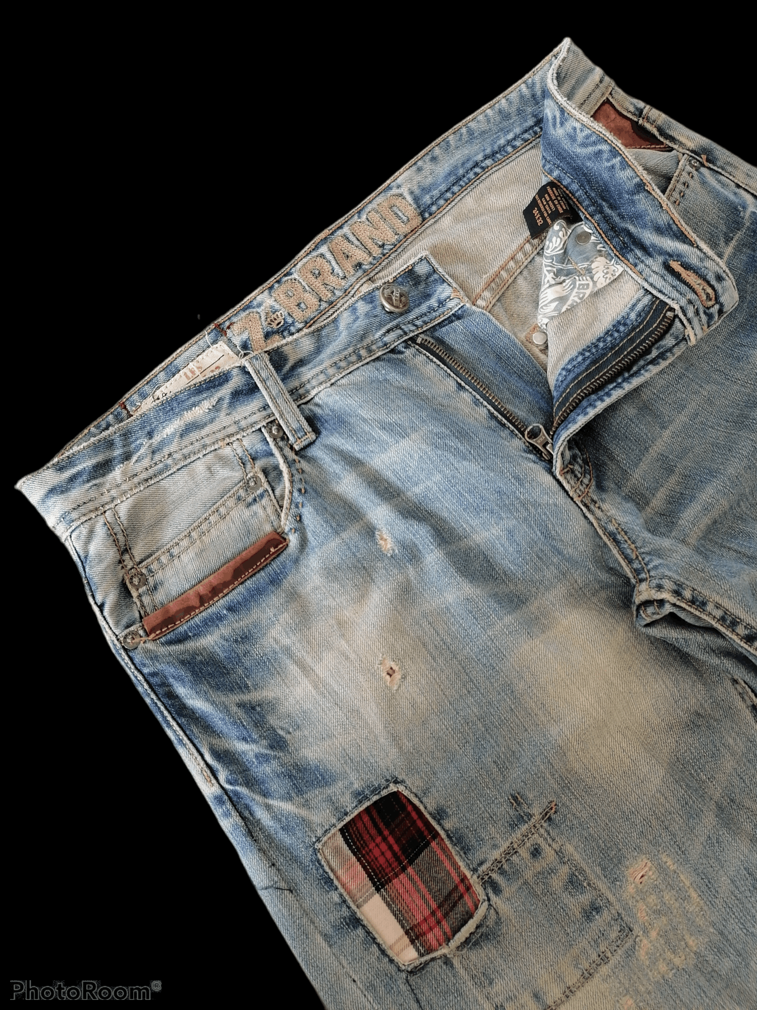Japanese Brand Sick🔥Z Brand Patchwork Distressed Denim Pants⚡⚡⚡ Size US 35 - 4 Thumbnail