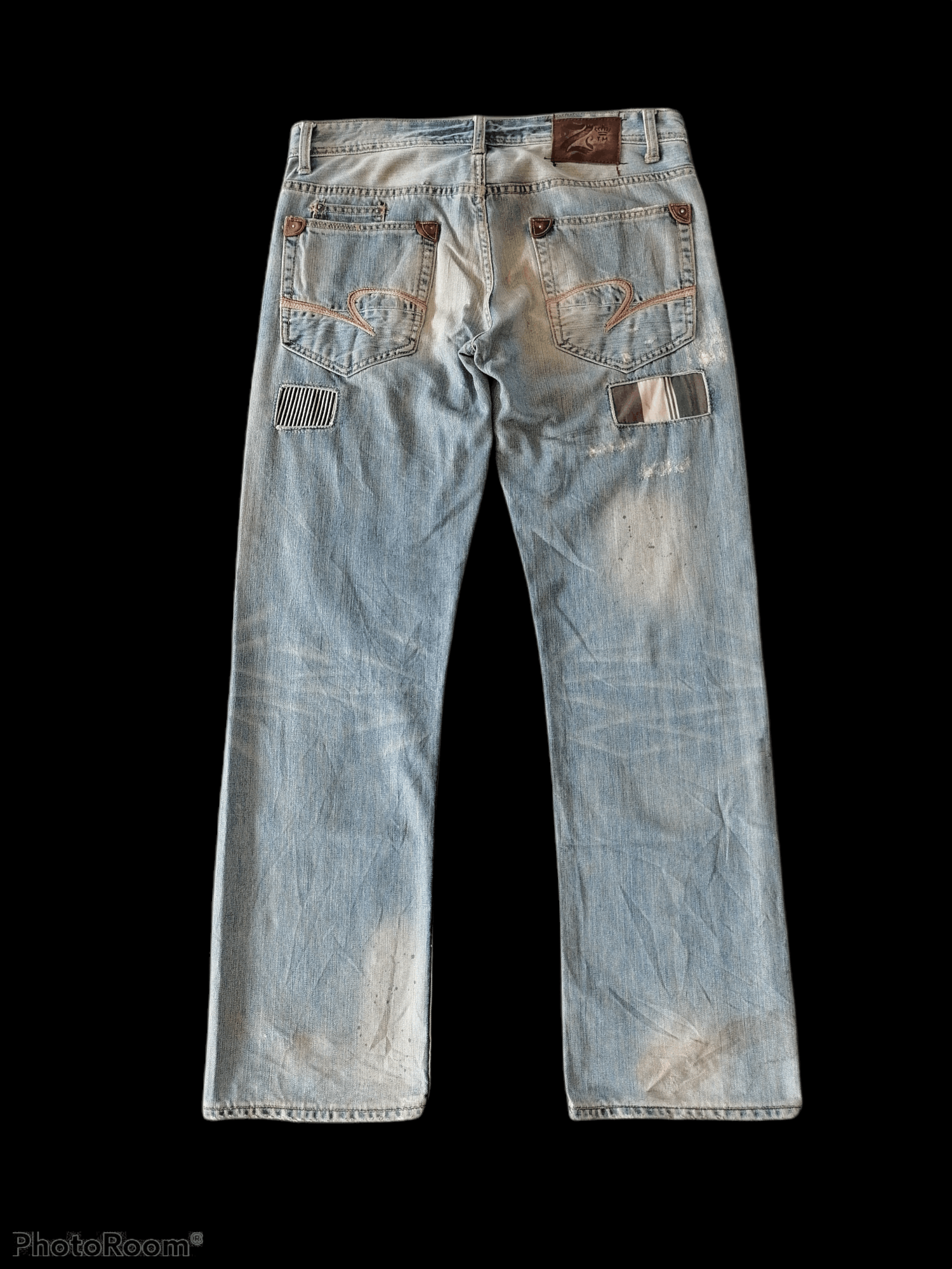 Japanese Brand Sick🔥Z Brand Patchwork Distressed Denim Pants⚡⚡⚡ Size US 35 - 6 Thumbnail