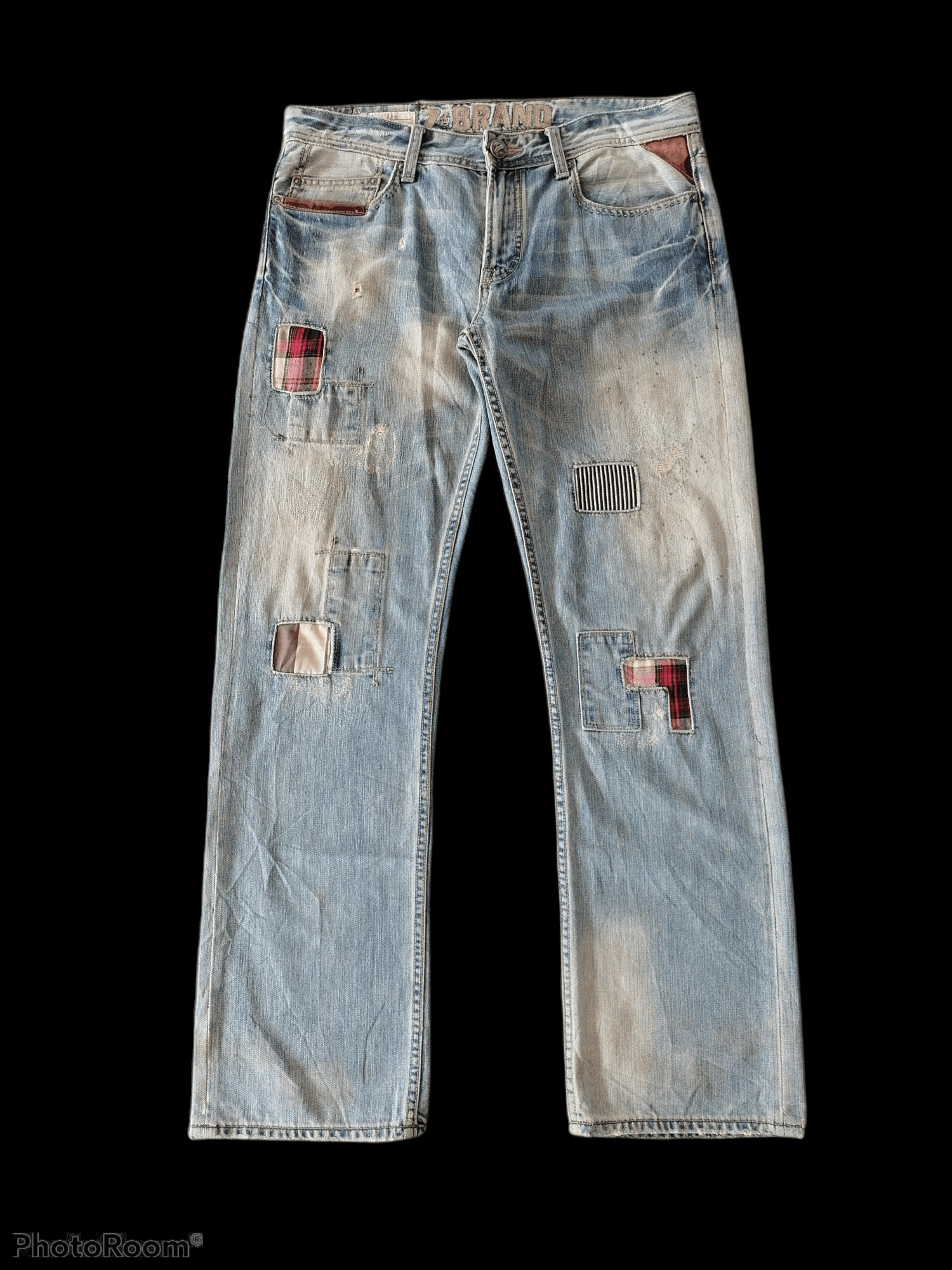 Japanese Brand Sick🔥Z Brand Patchwork Distressed Denim Pants⚡⚡⚡ Size US 35 - 1 Thumbnail
