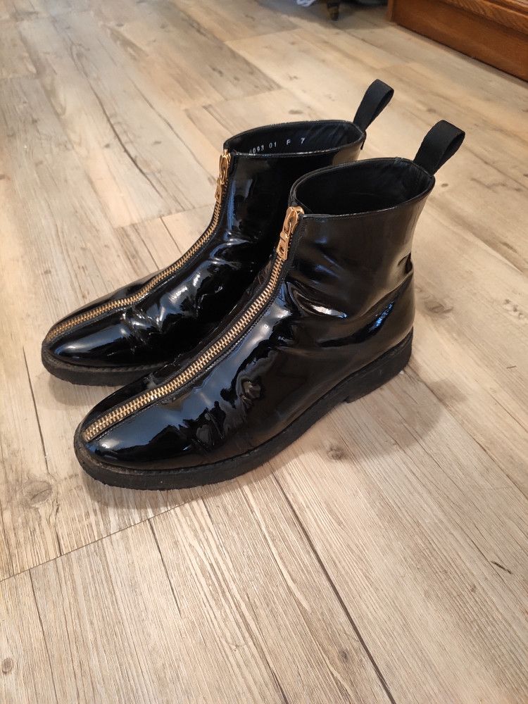Denis Simachev Black polished leather front zip boots.Like Saint Laurent Size US 8 / EU 41 - 5 Thumbnail