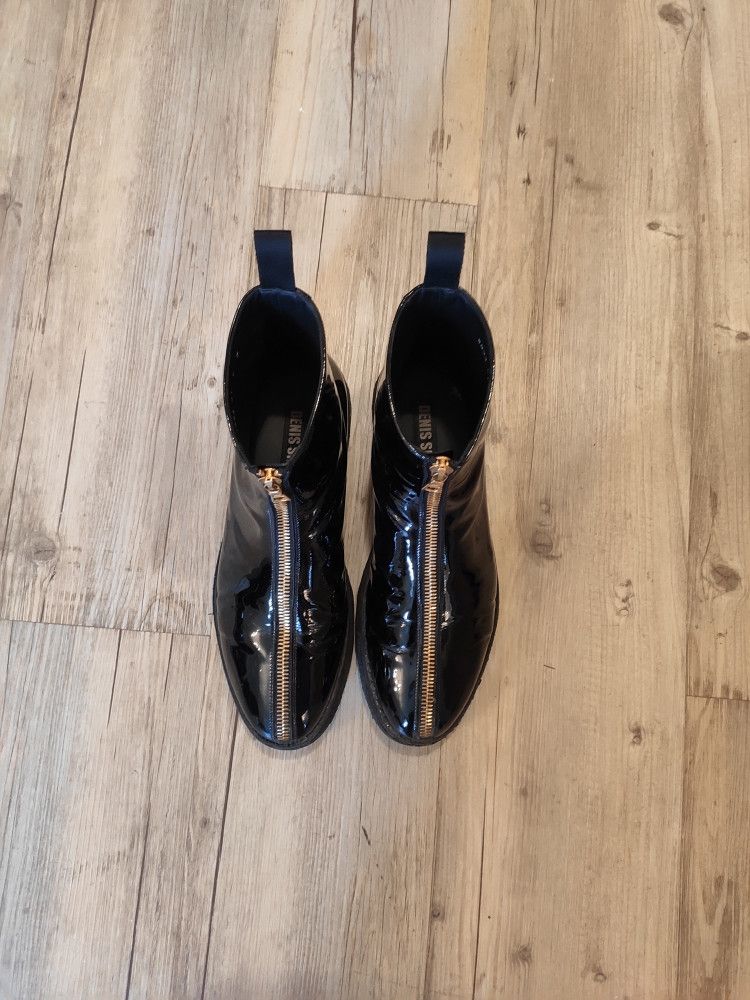 Denis Simachev Black polished leather front zip boots.Like Saint Laurent Size US 8 / EU 41 - 3 Thumbnail