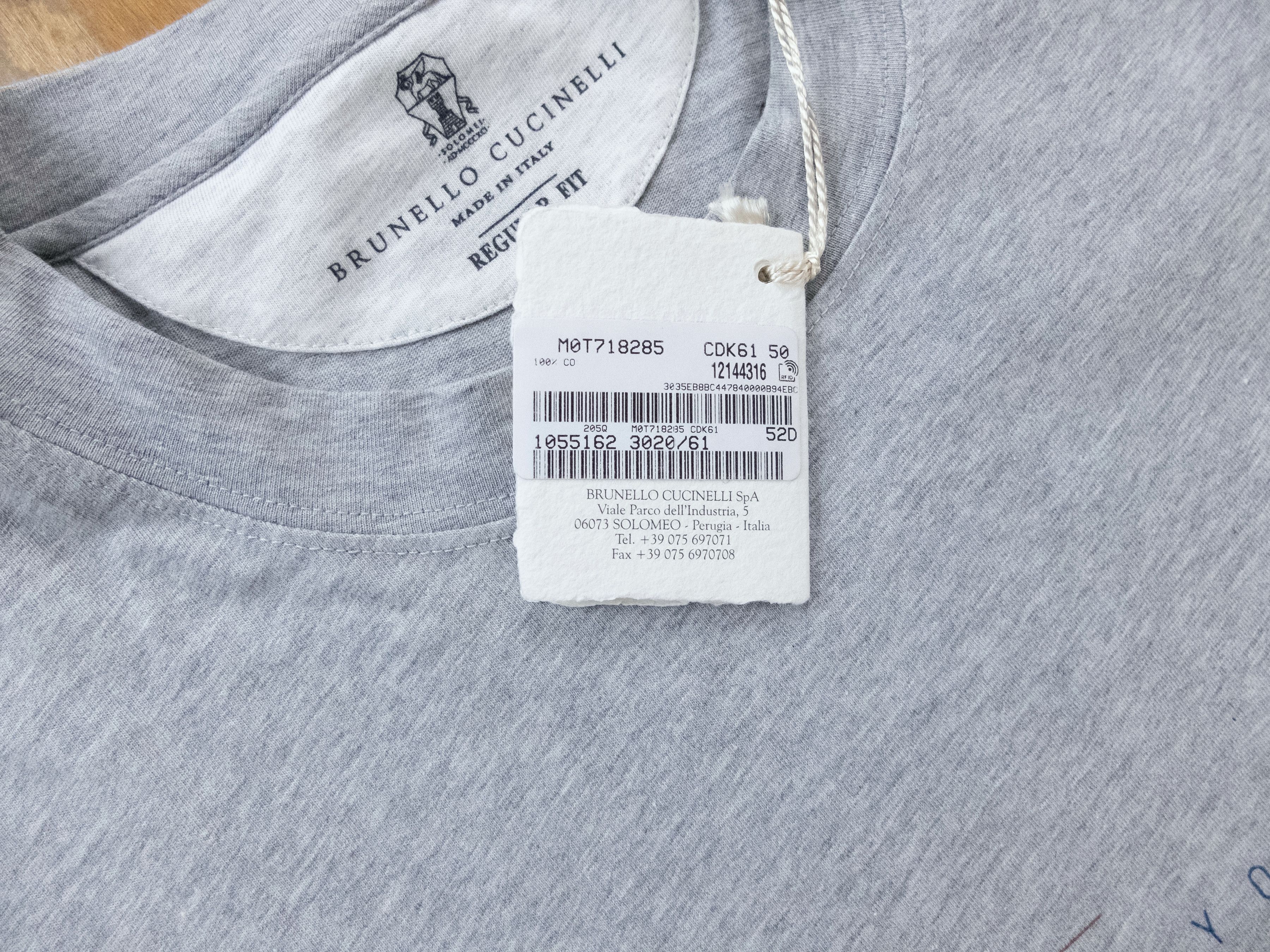 Brunello Cucinelli BRUNELLO CUCINELLI gray regular fit t-shirt Medium / 50 EU Size US M / EU 48-50 / 2 - 6 Thumbnail