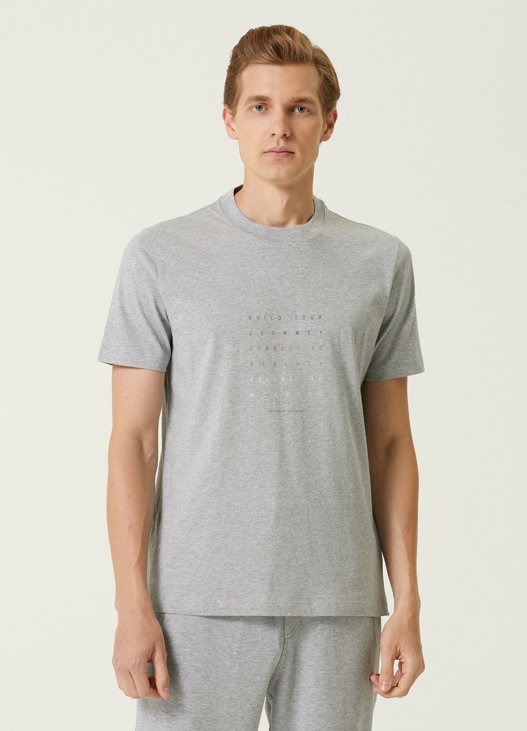 image of Brunello Cucinelli Gray Regular Fit T-Shirt - Small / 48 Eu in Grey, Men's