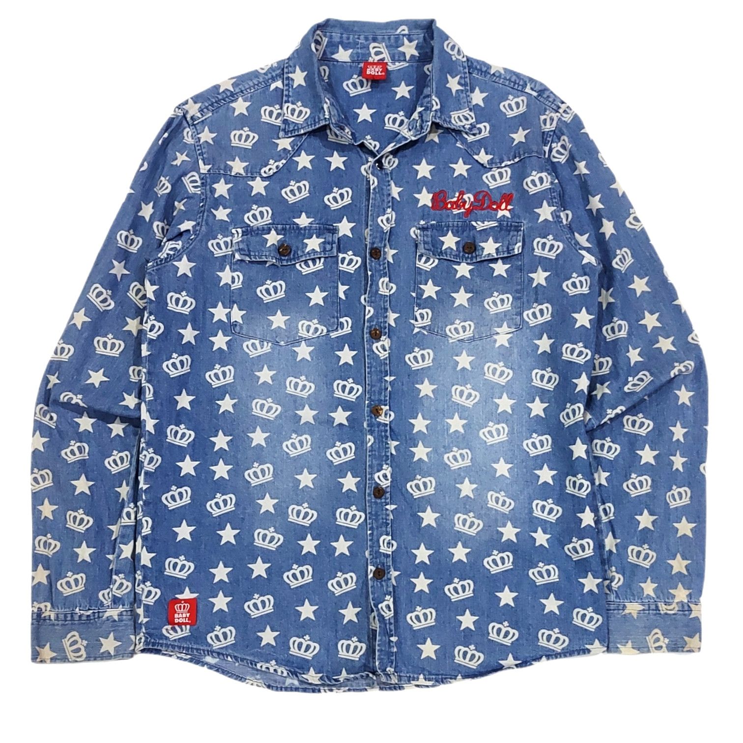 Designer × Japanese Brand RARE! BABY DOLL ALLOVER LOGO EMBROIDERED SPELL OUT WESTERN Size US M / EU 48-50 / 2 - 2 Thumbnail