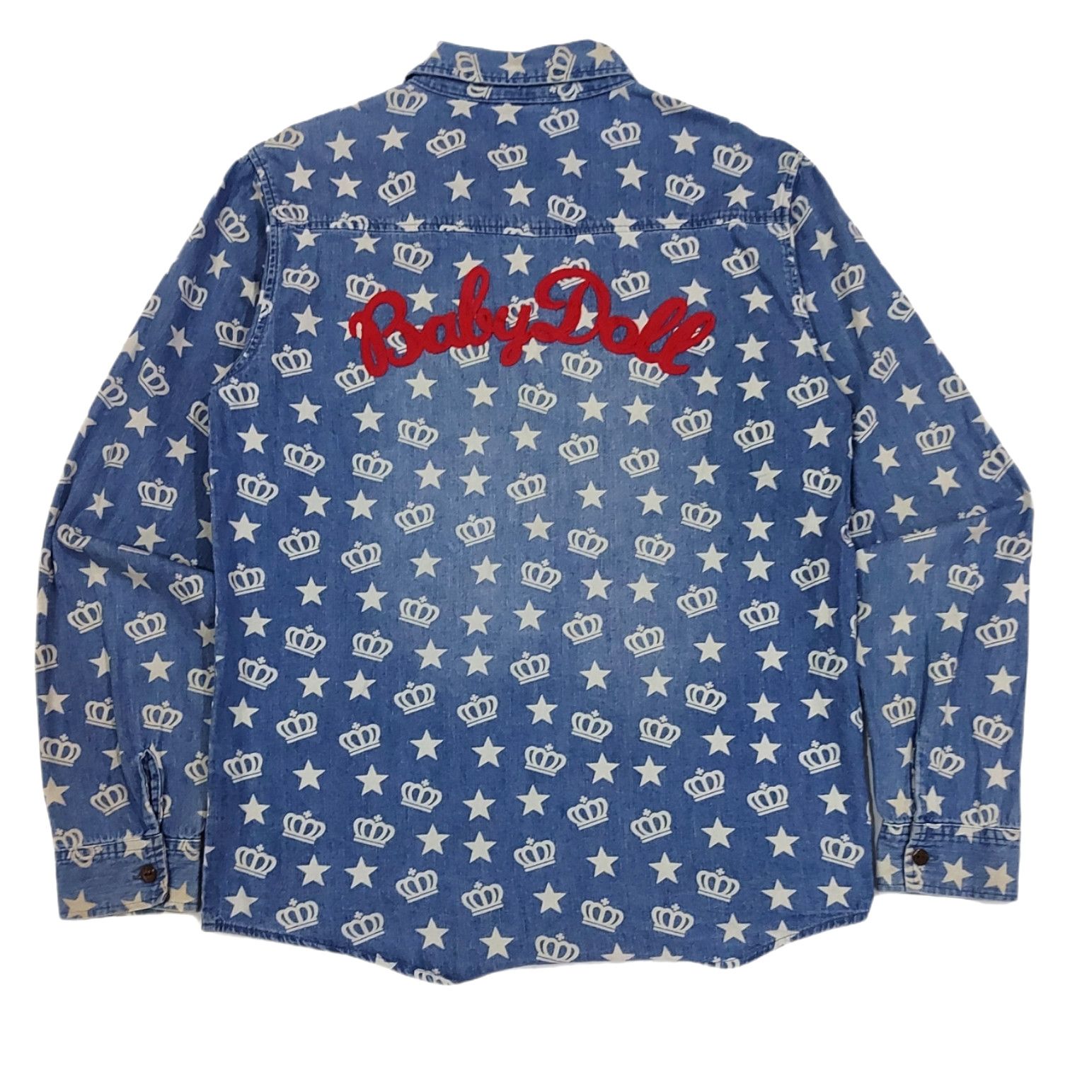 Designer × Japanese Brand RARE! BABY DOLL ALLOVER LOGO EMBROIDERED SPELL OUT WESTERN Size US M / EU 48-50 / 2 - 1 Thumbnail