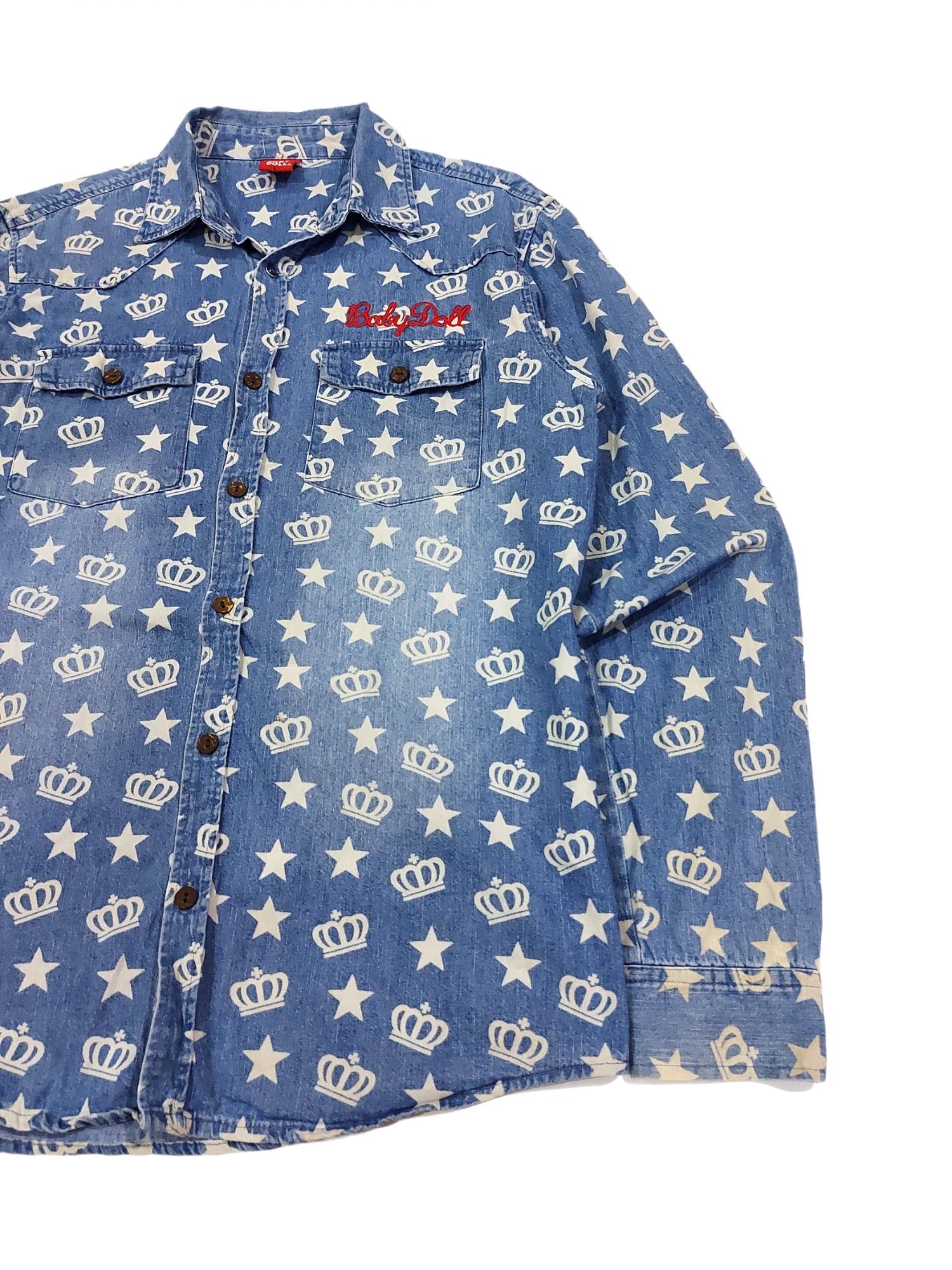 Designer × Japanese Brand RARE! BABY DOLL ALLOVER LOGO EMBROIDERED SPELL OUT WESTERN Size US M / EU 48-50 / 2 - 4 Thumbnail
