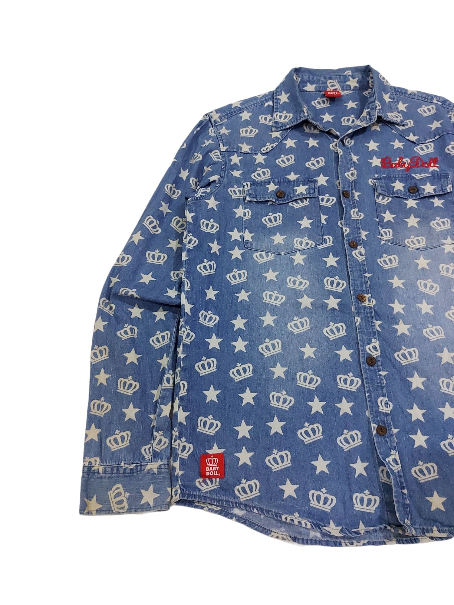 Designer × Japanese Brand RARE! BABY DOLL ALLOVER LOGO EMBROIDERED SPELL OUT WESTERN Size US M / EU 48-50 / 2 - 5 Thumbnail