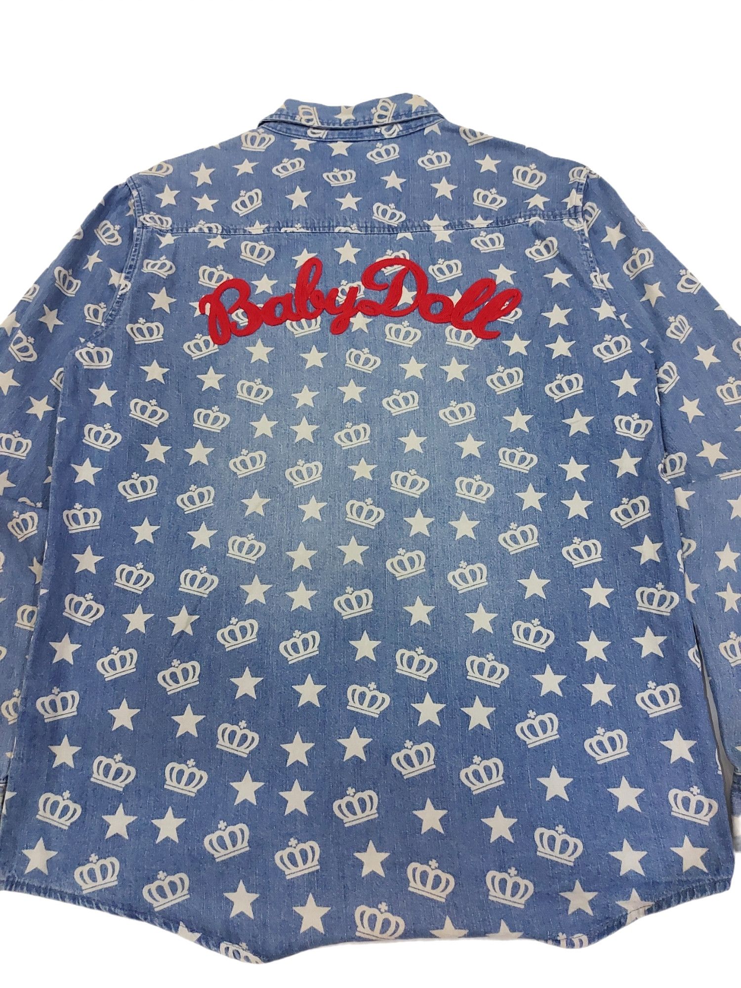 Designer × Japanese Brand RARE! BABY DOLL ALLOVER LOGO EMBROIDERED SPELL OUT WESTERN Size US M / EU 48-50 / 2 - 3 Thumbnail